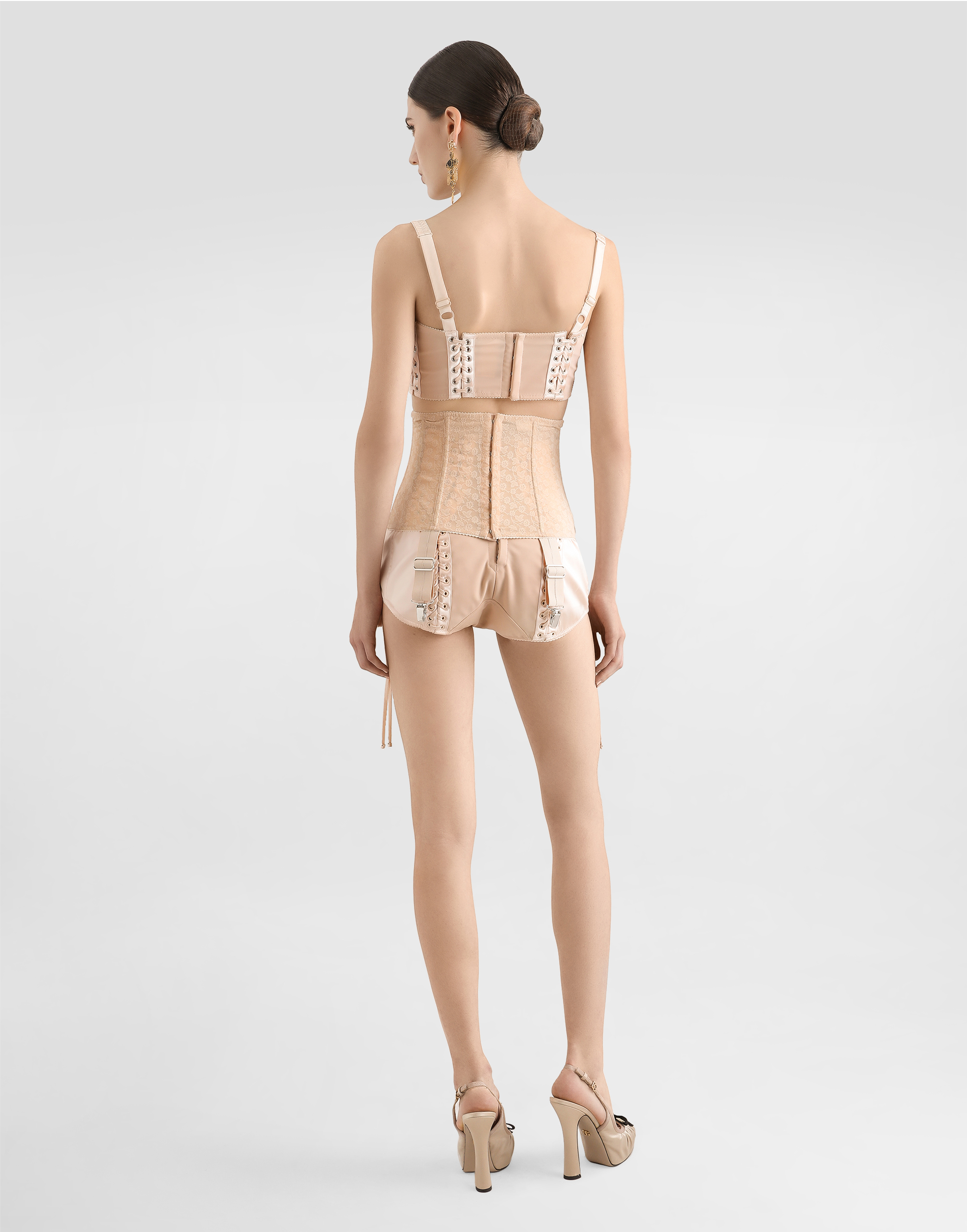 Dolce & Gabbana Bralette Top With Corset Details In Pink