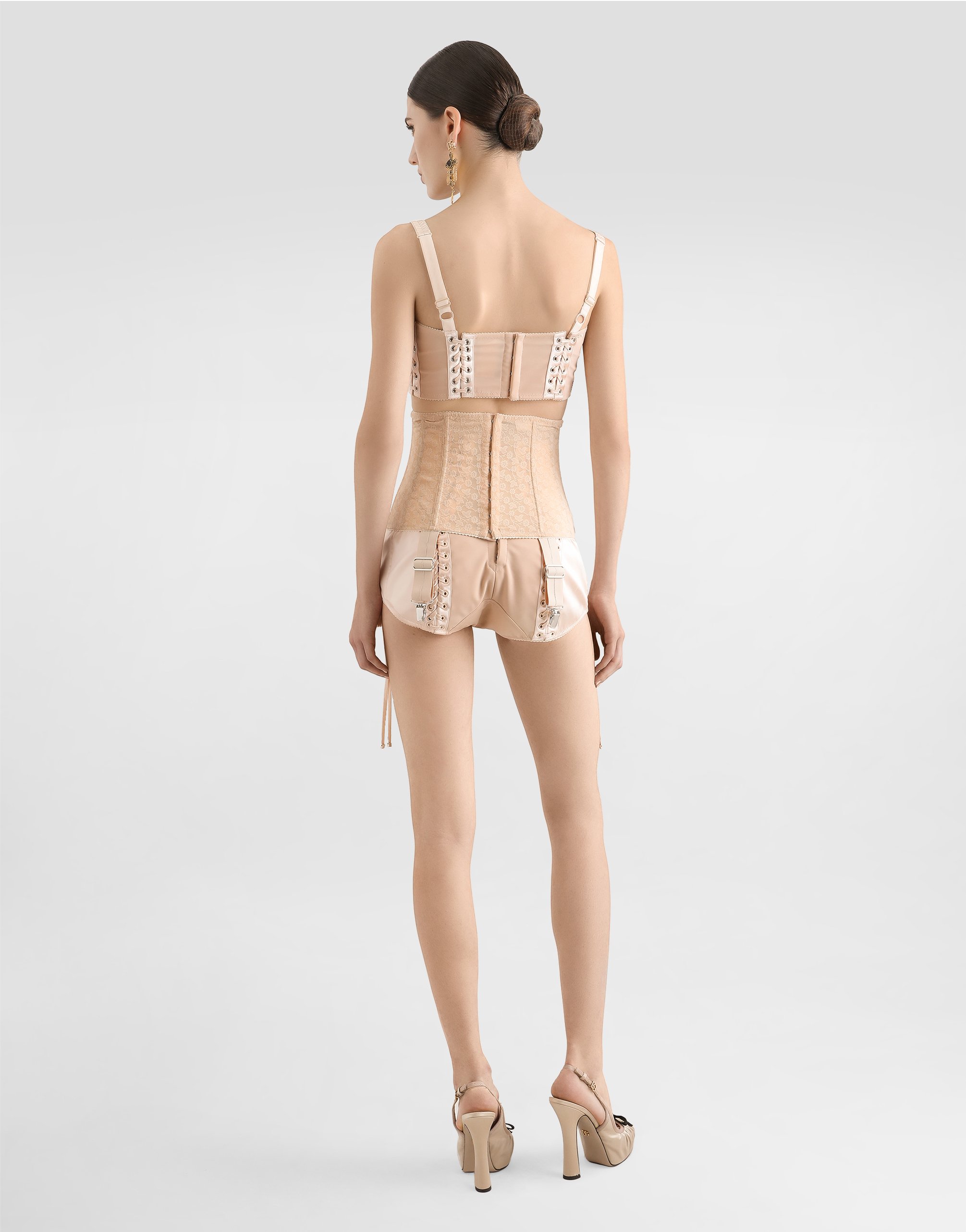 Dolce & Gabbana Bralette Top With Corset Details In Pink