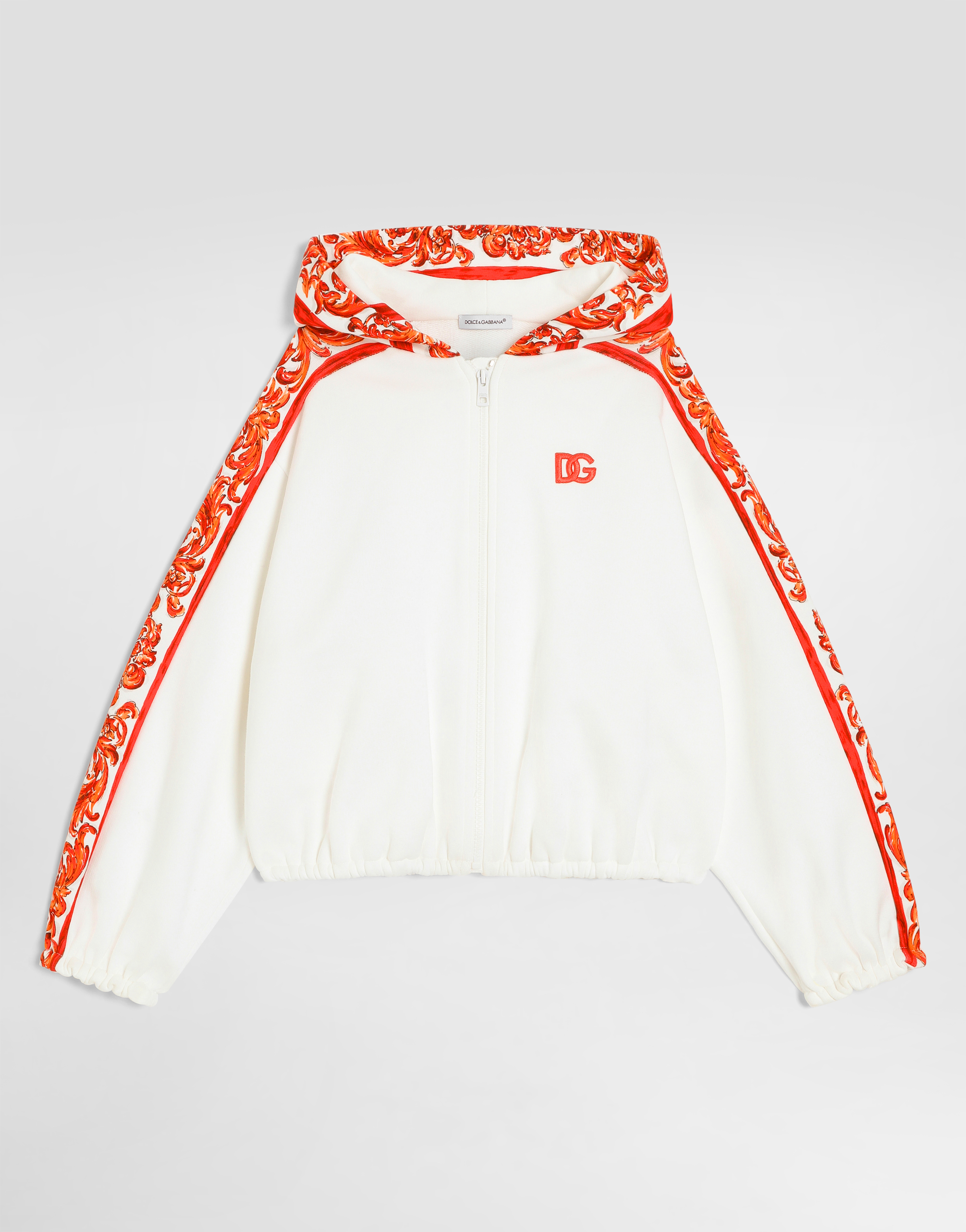 ホワイトのガールズ Majolica-print hoodie | Dolce&Gabbana®