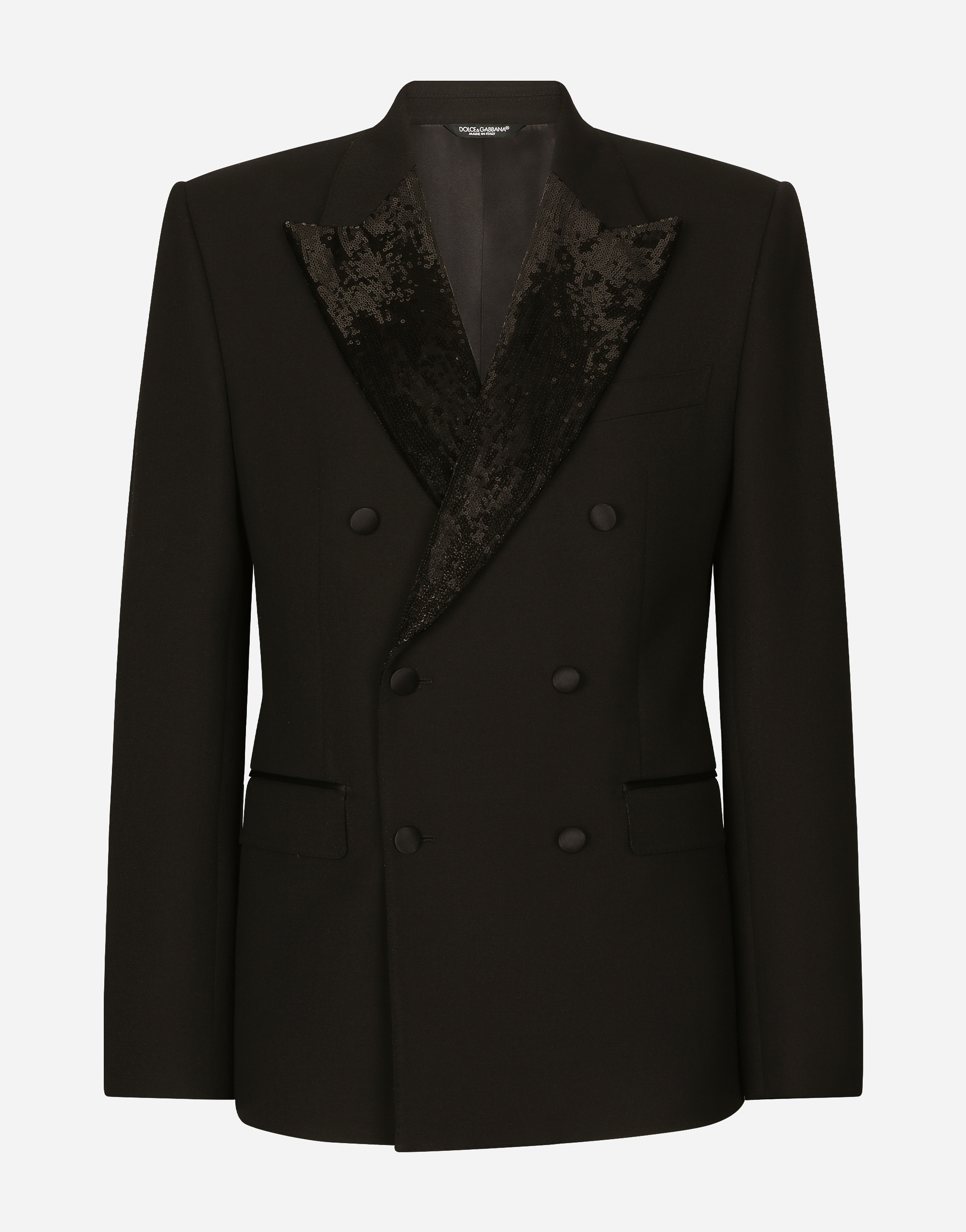 Dolce & Gabbana Double-breasted Wool Sicilia-fit Tuxedo Jacket In Black