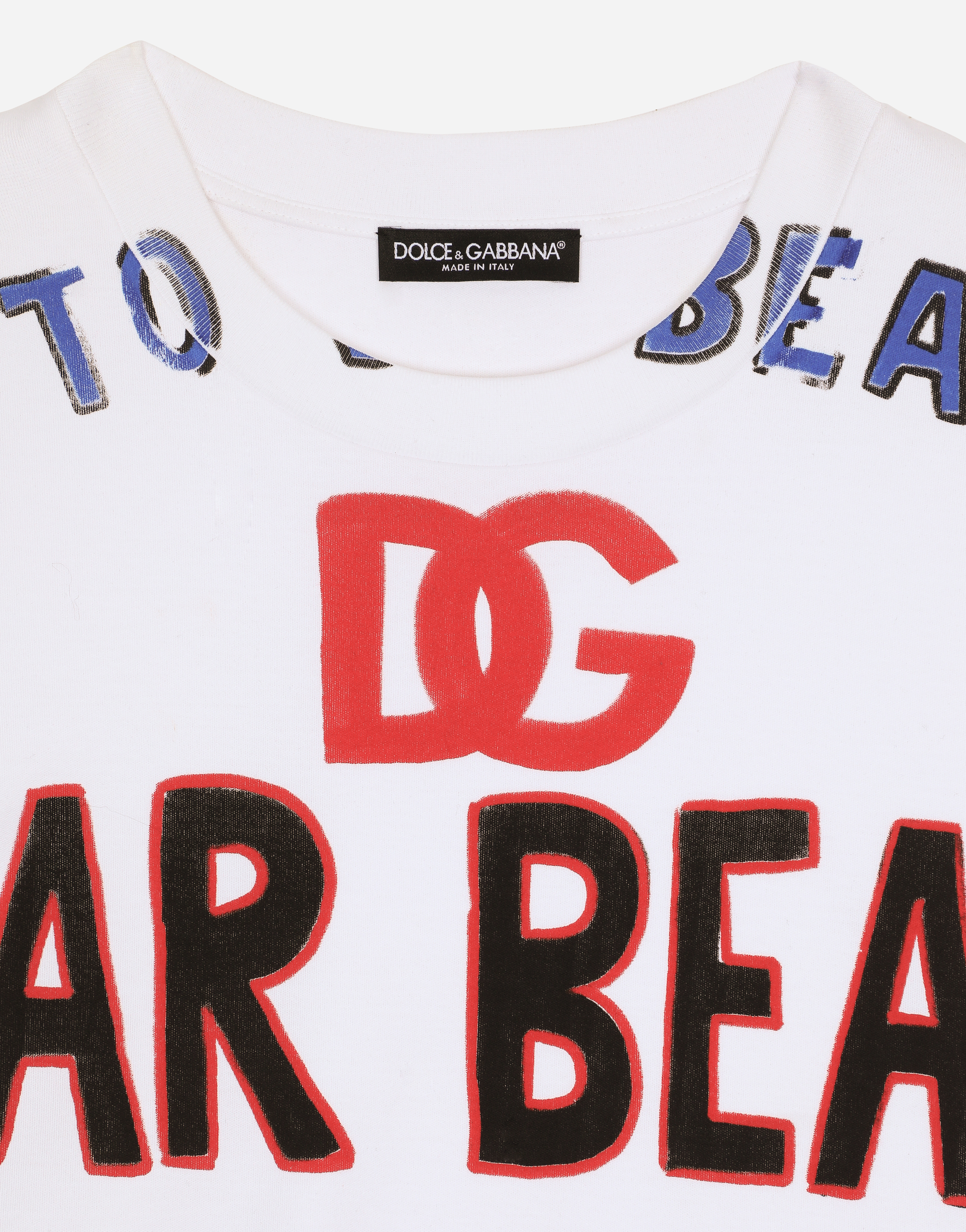 DOLCE & GABBANA CROPPED JERSEY T-SHIRT WITH DOLCE&GABBANA LETTERING