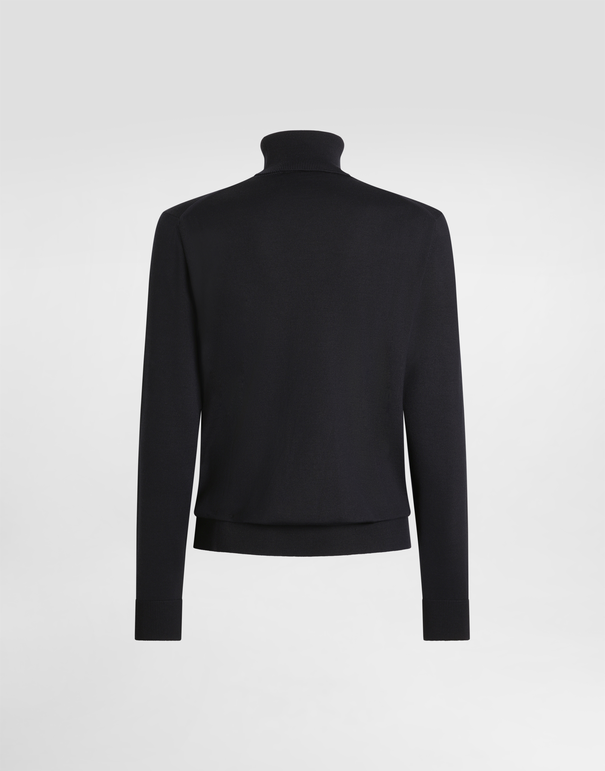  Dolce & Gabbana Rollkragenpullover Wolle Mit Logoplakette - Mann Strickwaren Blau Wolle 52 