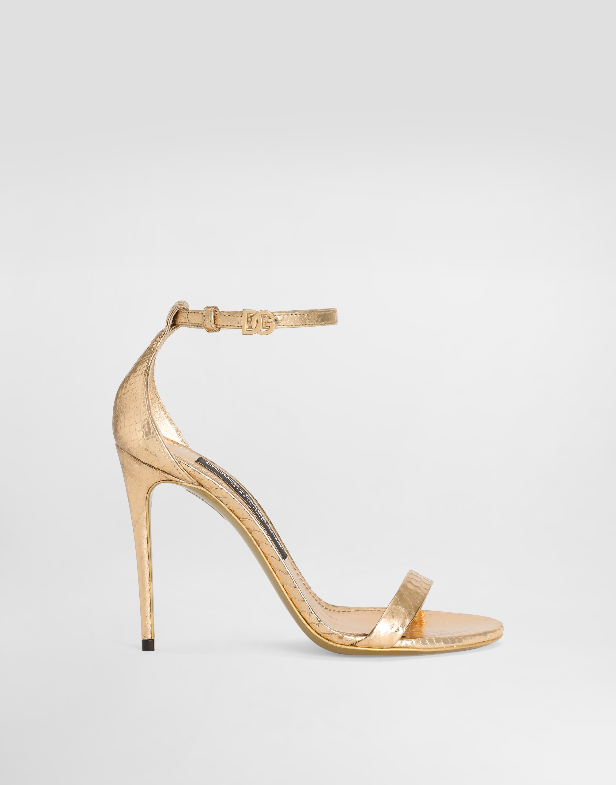 Dolce & Gabbana Keira 105 Python Leather Sandals In Gold