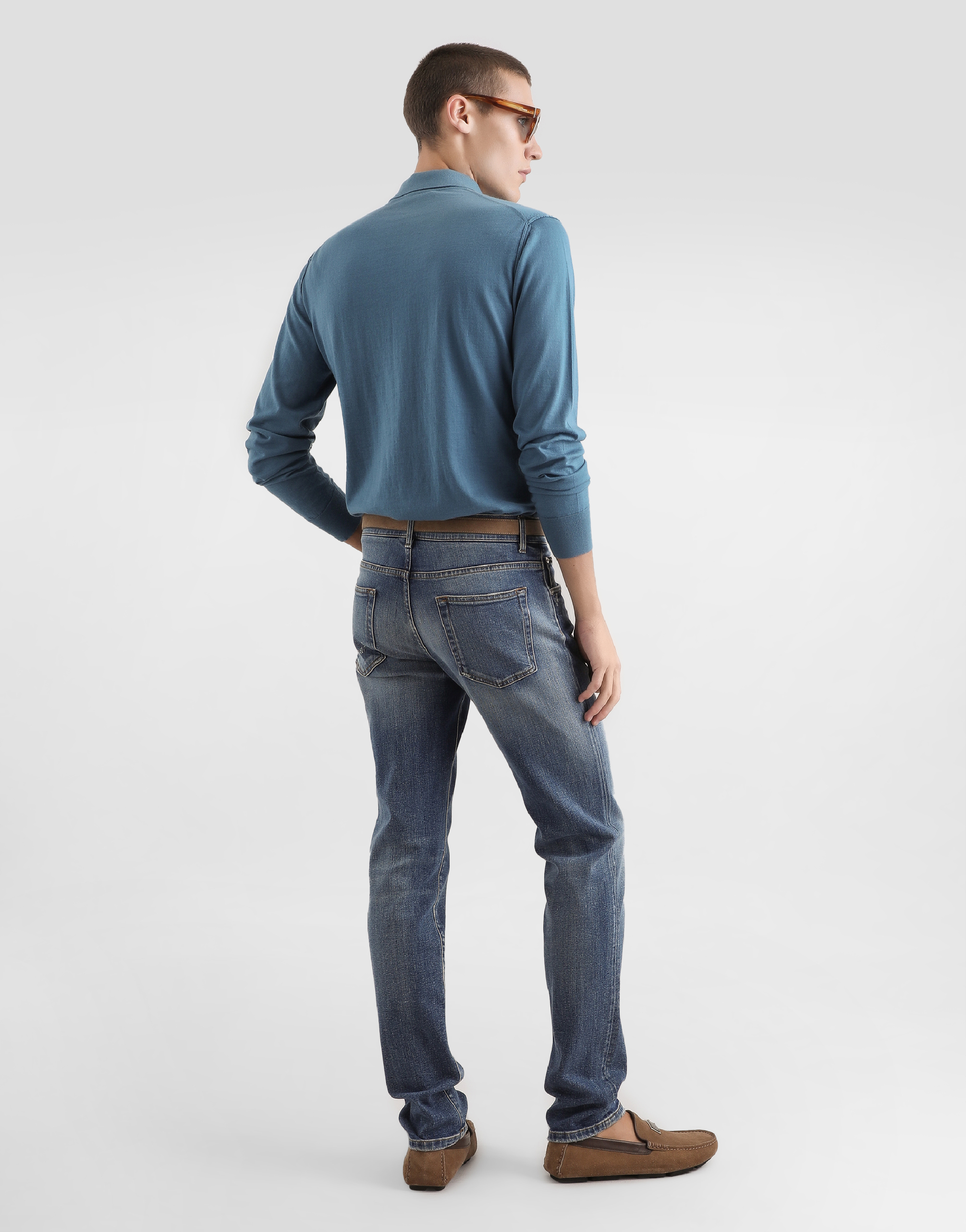  Dolce & Gabbana Cashmere Polo Shirt - Mann Strickwaren Azure 52 