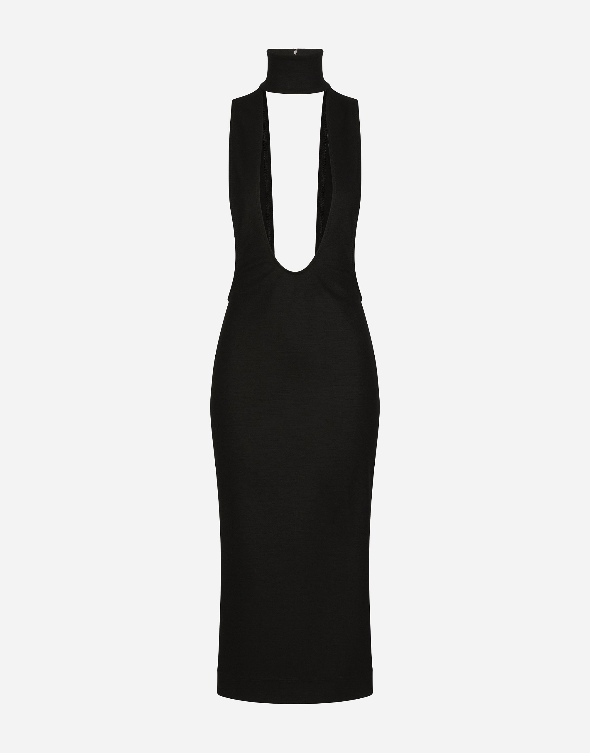 Dolce & Gabbana Jersey Calf-length Dress With Cut-out Detailing - Woman Dresses Black Viscose