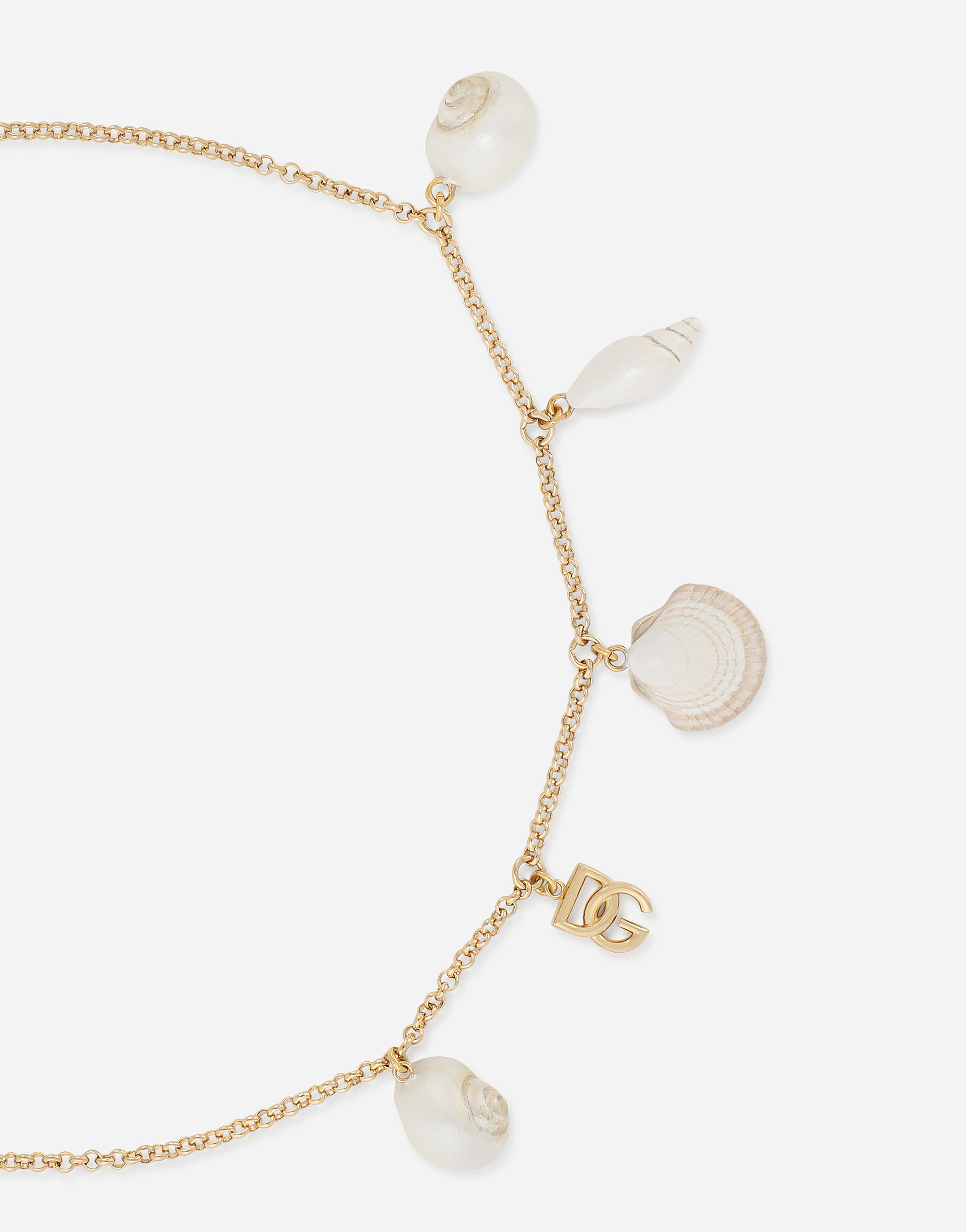 Dolce & Gabbana Necklace With Dg Logo And Shells In ゴールド