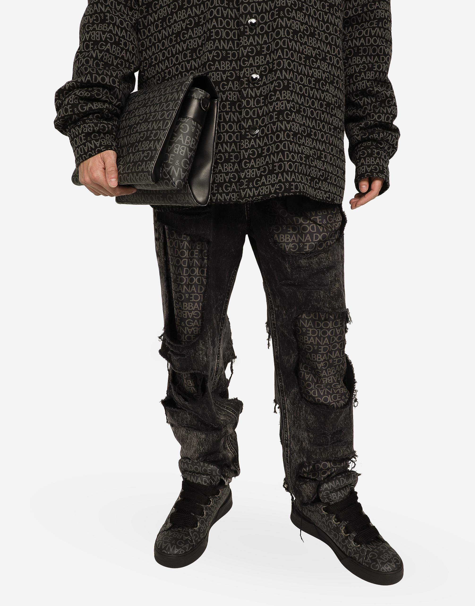 Coated jacquard crossbody bag