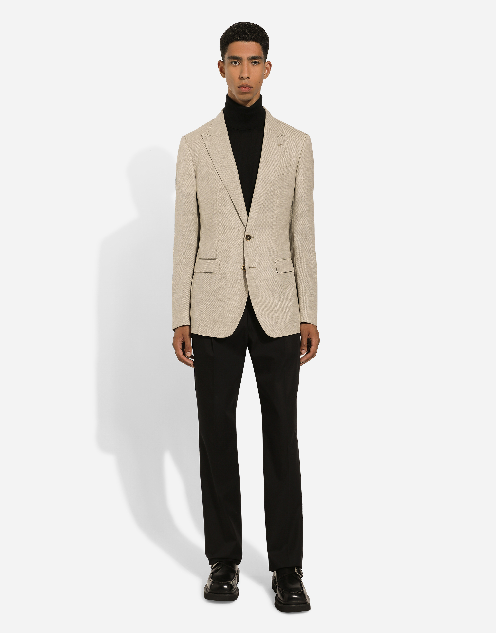 Dolce & Gabbana Single-breasted Wool Jacket In Beige