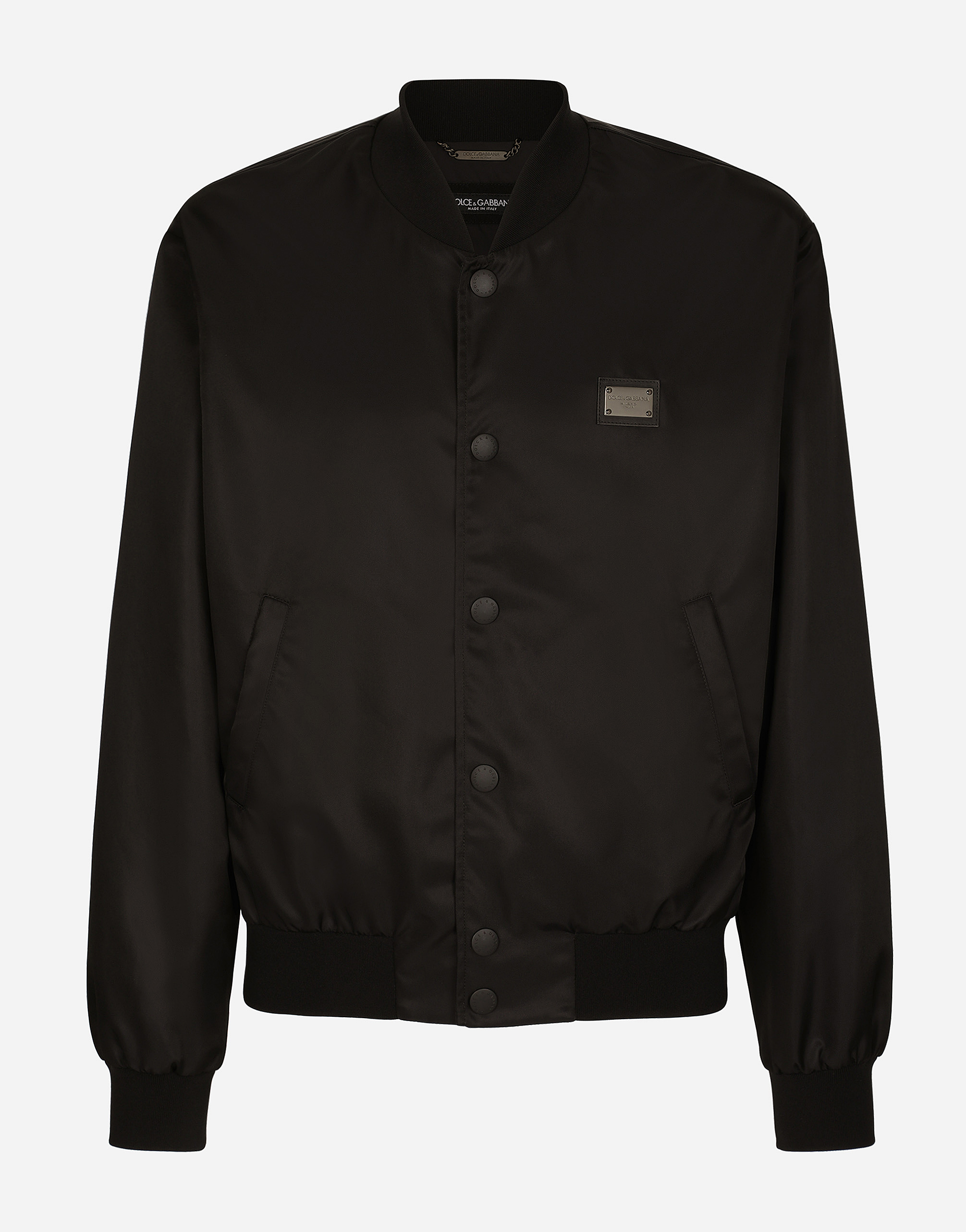 Dolce & Gabbana Nylon Jacket With Branded Tag - Man Coats And Jackets Black Cotton