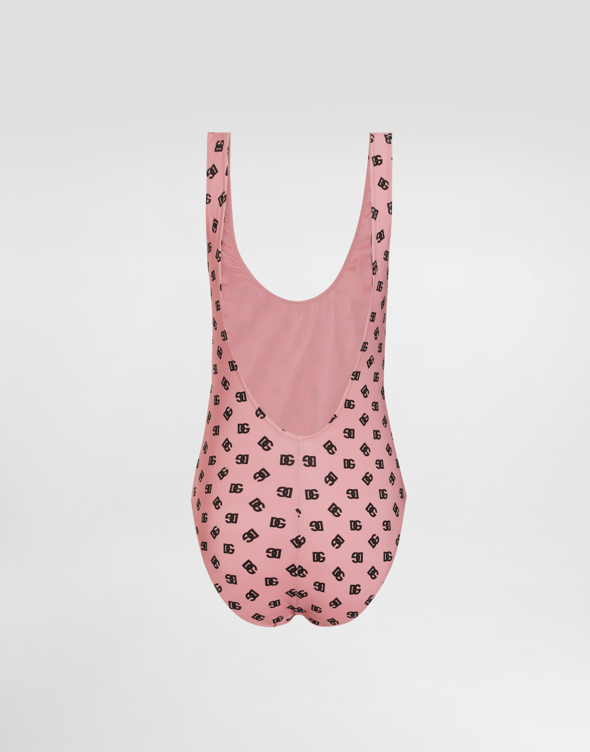 One-piece racing swimsuit with all-over DG logo print