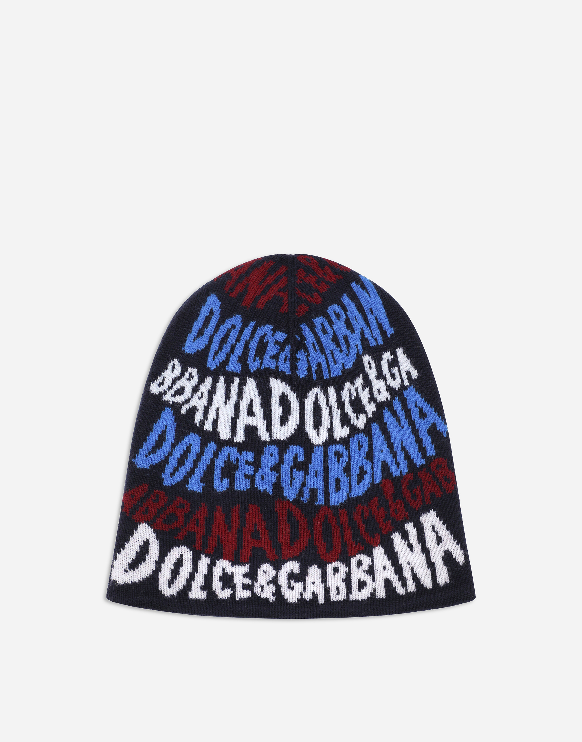 Jacquard knit hat with Dolce&Gabbana logo in Multicolor for Men