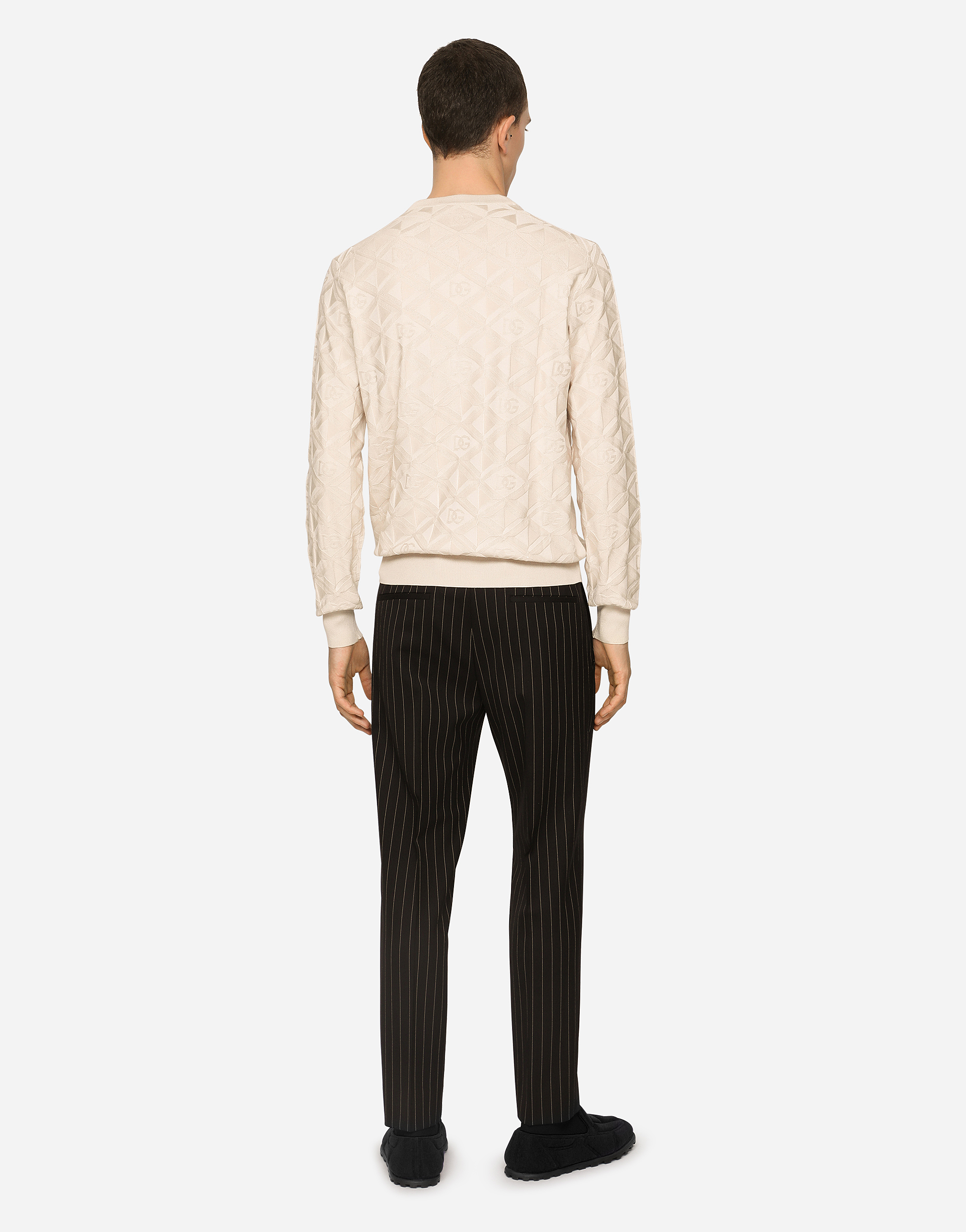 DOLCE & GABBANA PINSTRIPE STRETCH WOOL PANTS