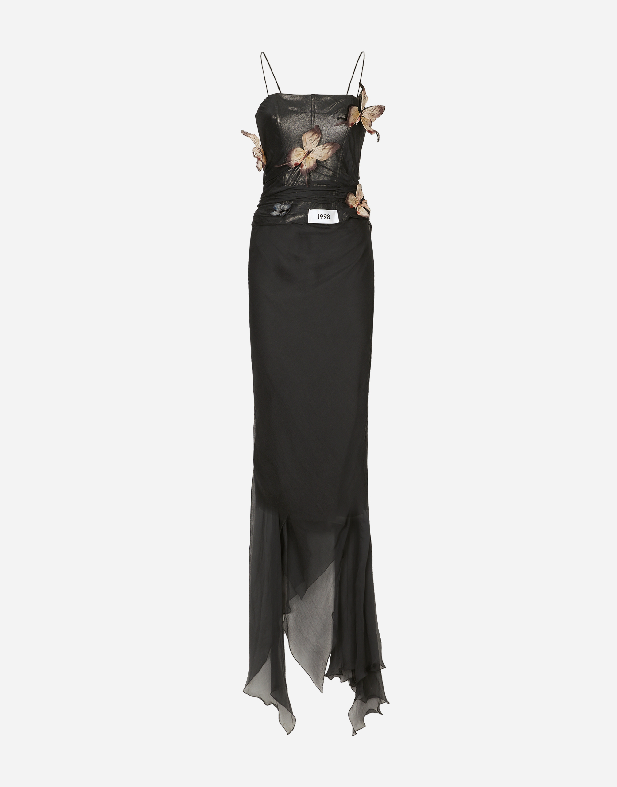 DOLCE & GABBANA LONG CHIFFON DRESS WITH BUTTERFLIES