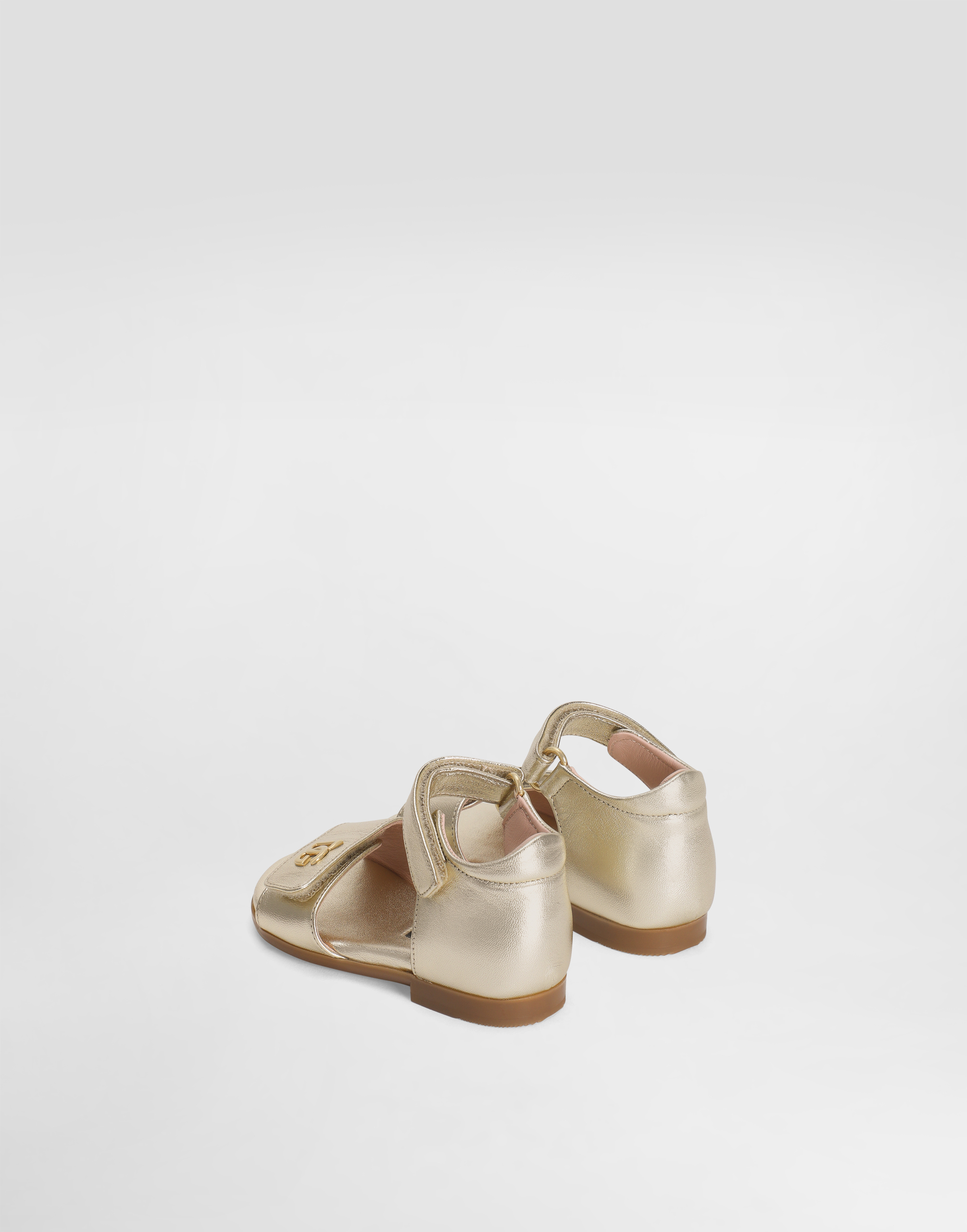  Dolce & Gabbana Laminated Nappa Leather Sandals - Woman Shoes For First Steps (19-26) Grey Leather 25 