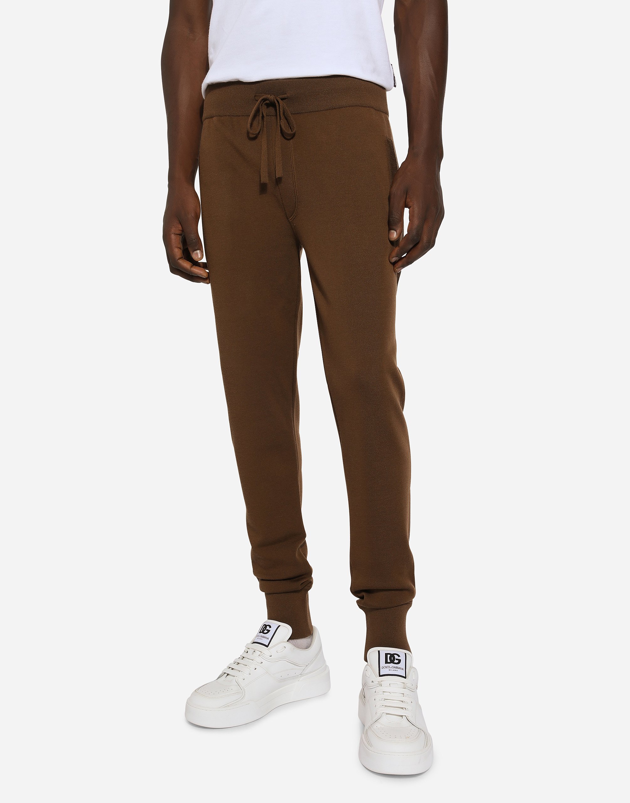 Wool and cashmere knit jogging pants