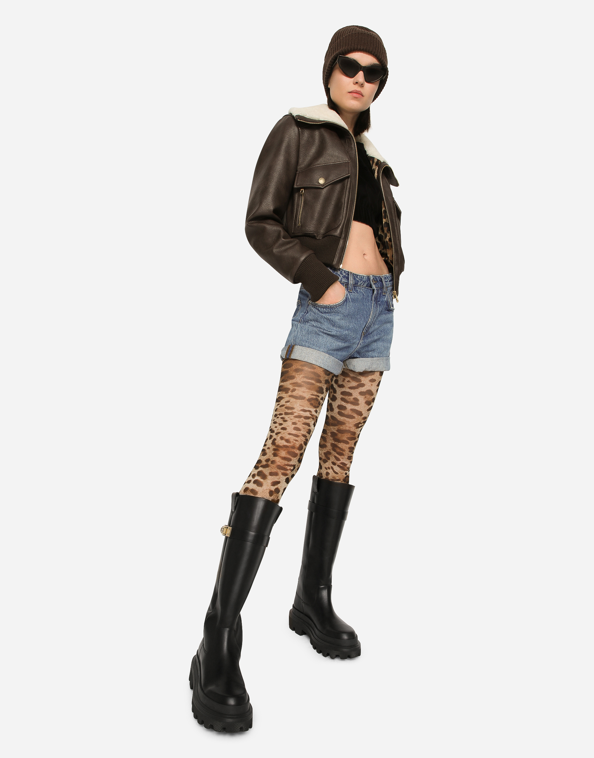 DOLCE & GABBANA FAUX LEATHER AND SHEEPSKIN JACKET