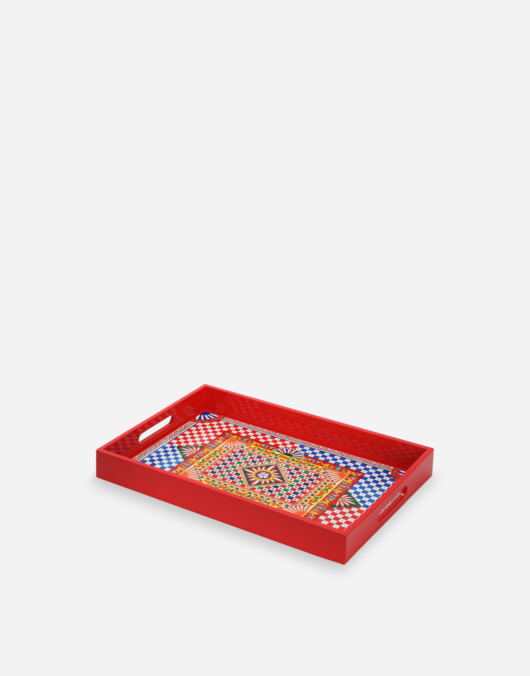 Dolce & Gabbana Wooden Tray In Multicolor