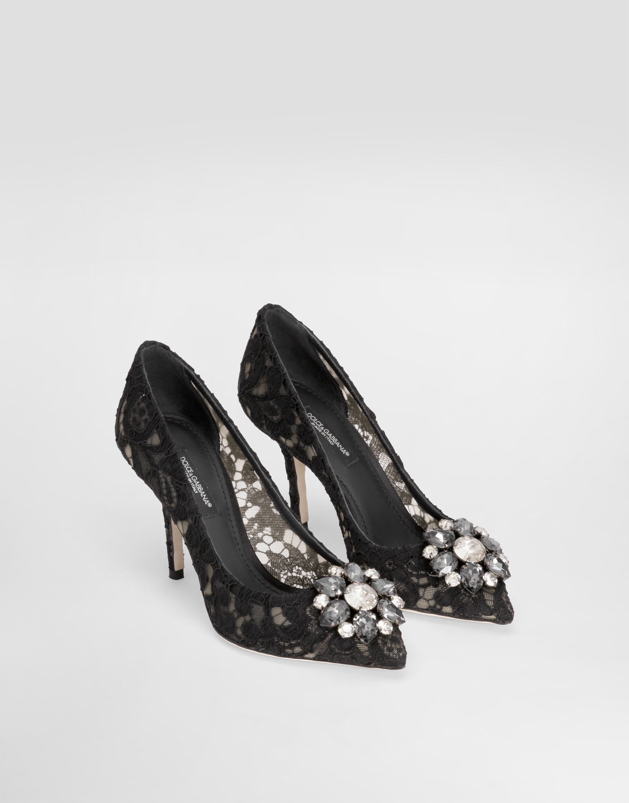  Dolce & Gabbana Lace Rainbow Pumps With Brooch Detailing - Femme Escarpins Et Slingbacks Noir Dentelle 38 