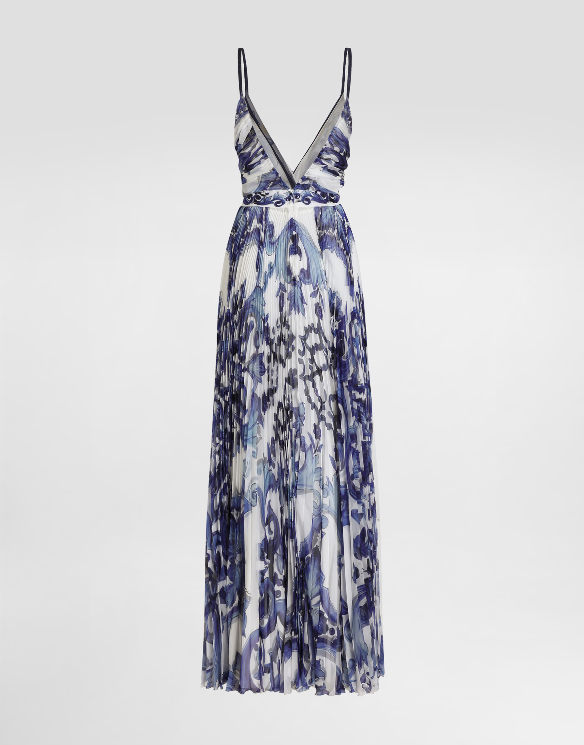 Majolica-print chiffon dress