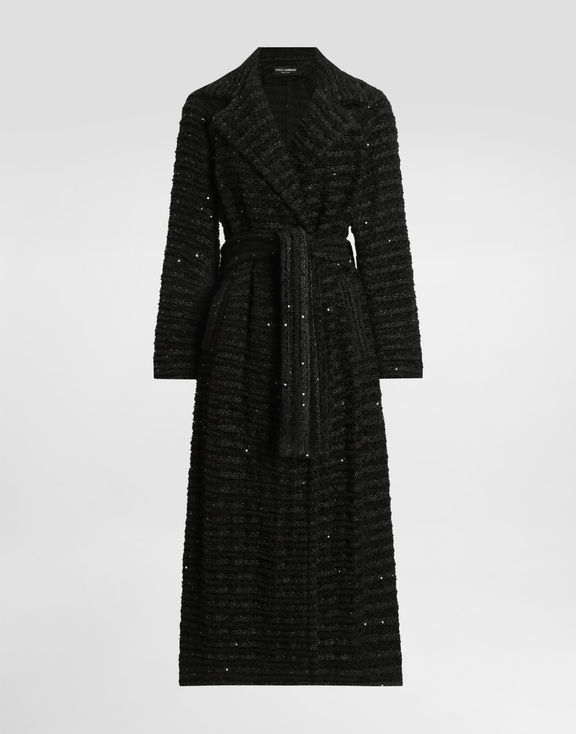Dolce & Gabbana Tweed Coat With Micro-sequin Embellishment - Woman Coats And Jackets Black
