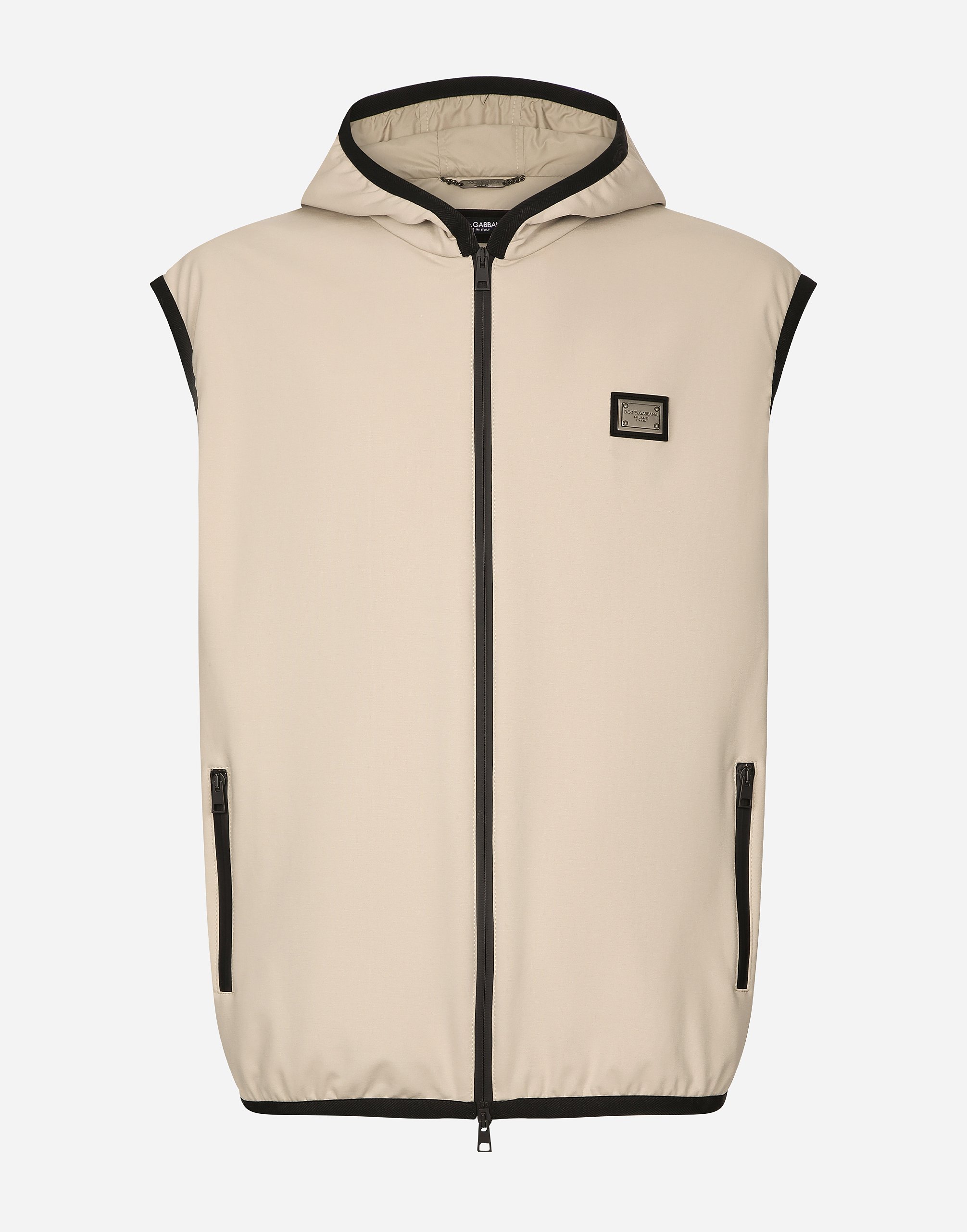 Dolce & Gabbana Jersey Vest With Hood - Man Coats And Jackets Beige