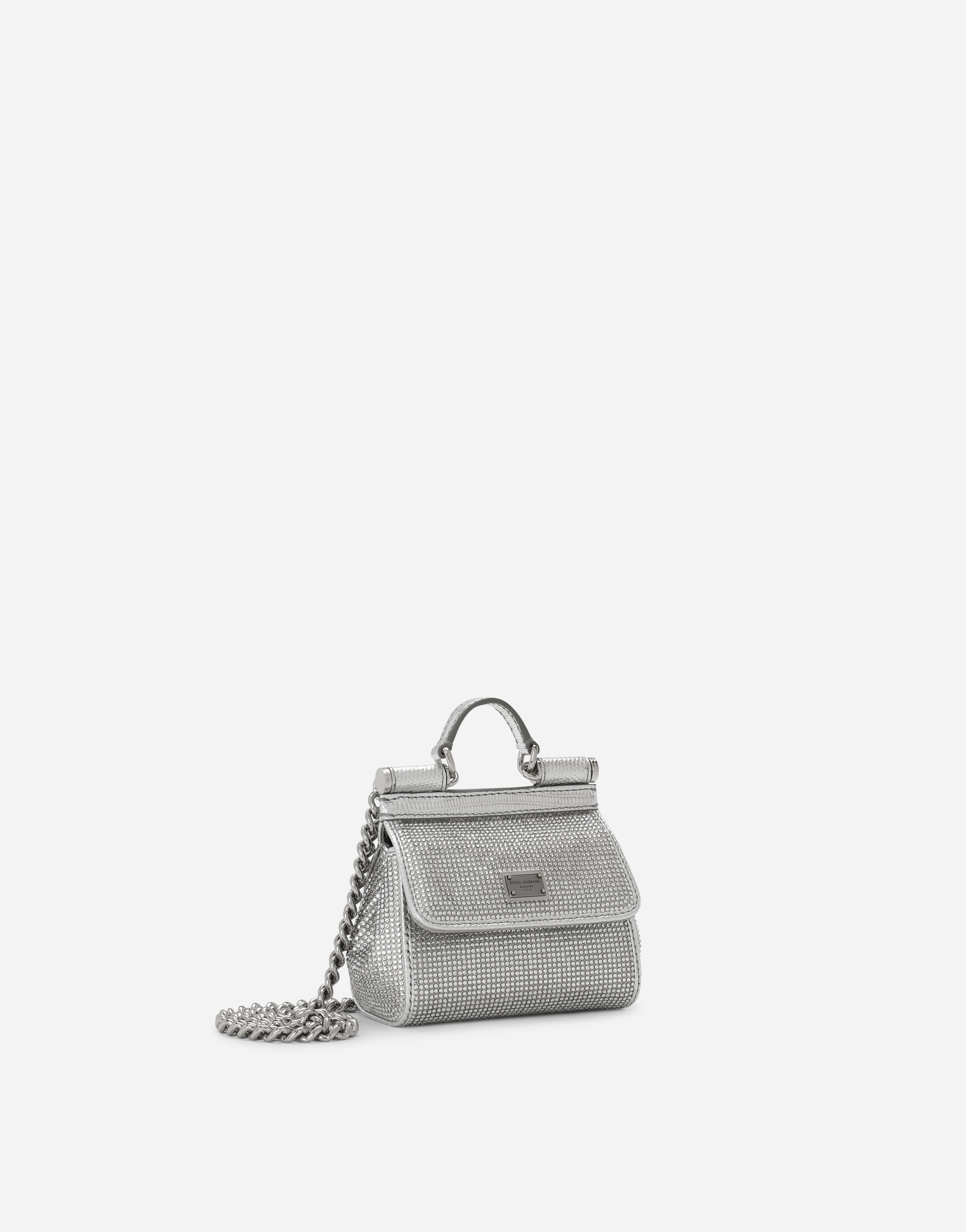  Mini satin Sicily bag with fusible rhinestones