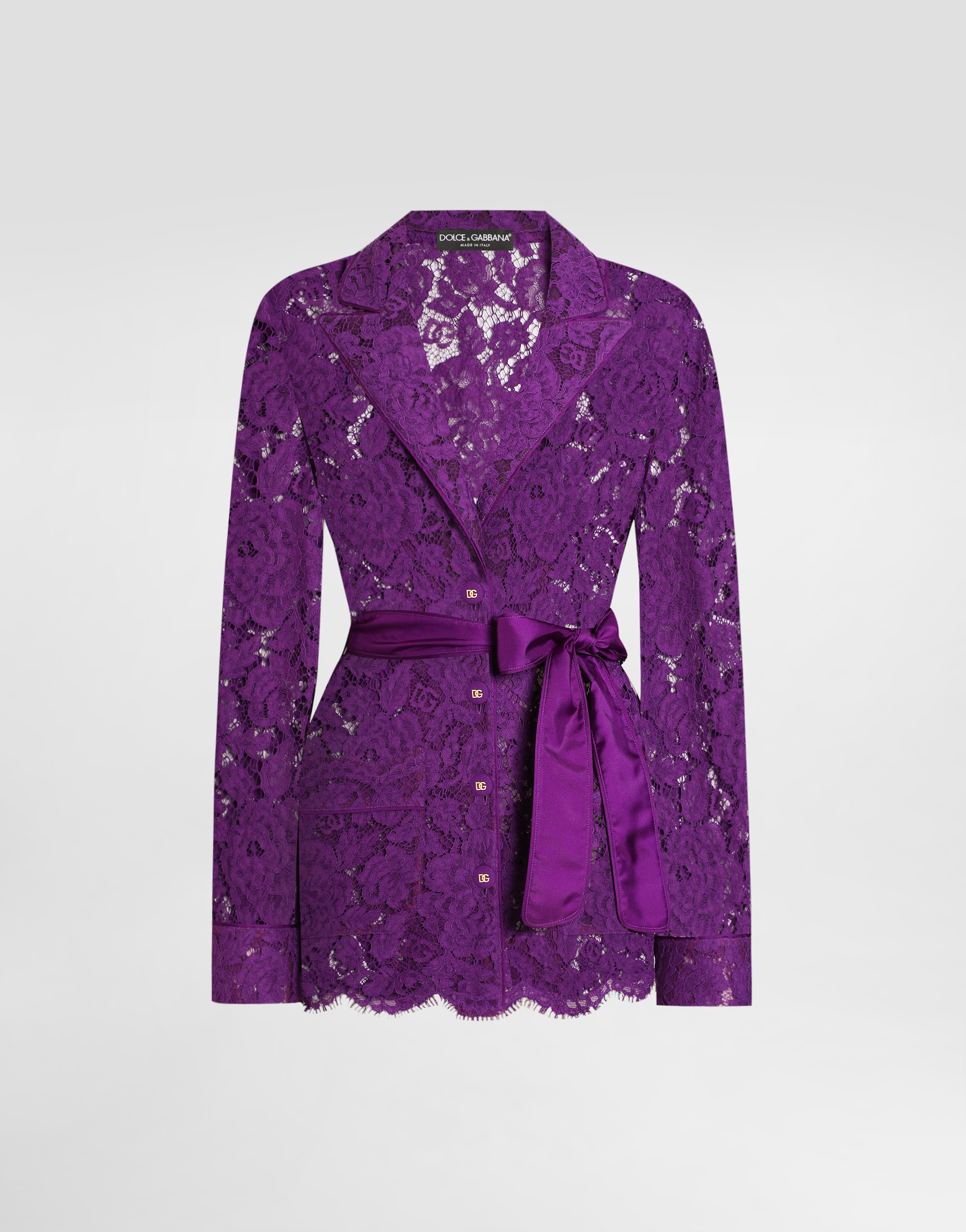 Floral lace vanity shirt in Purple for Women | Dolce&Gabbana®