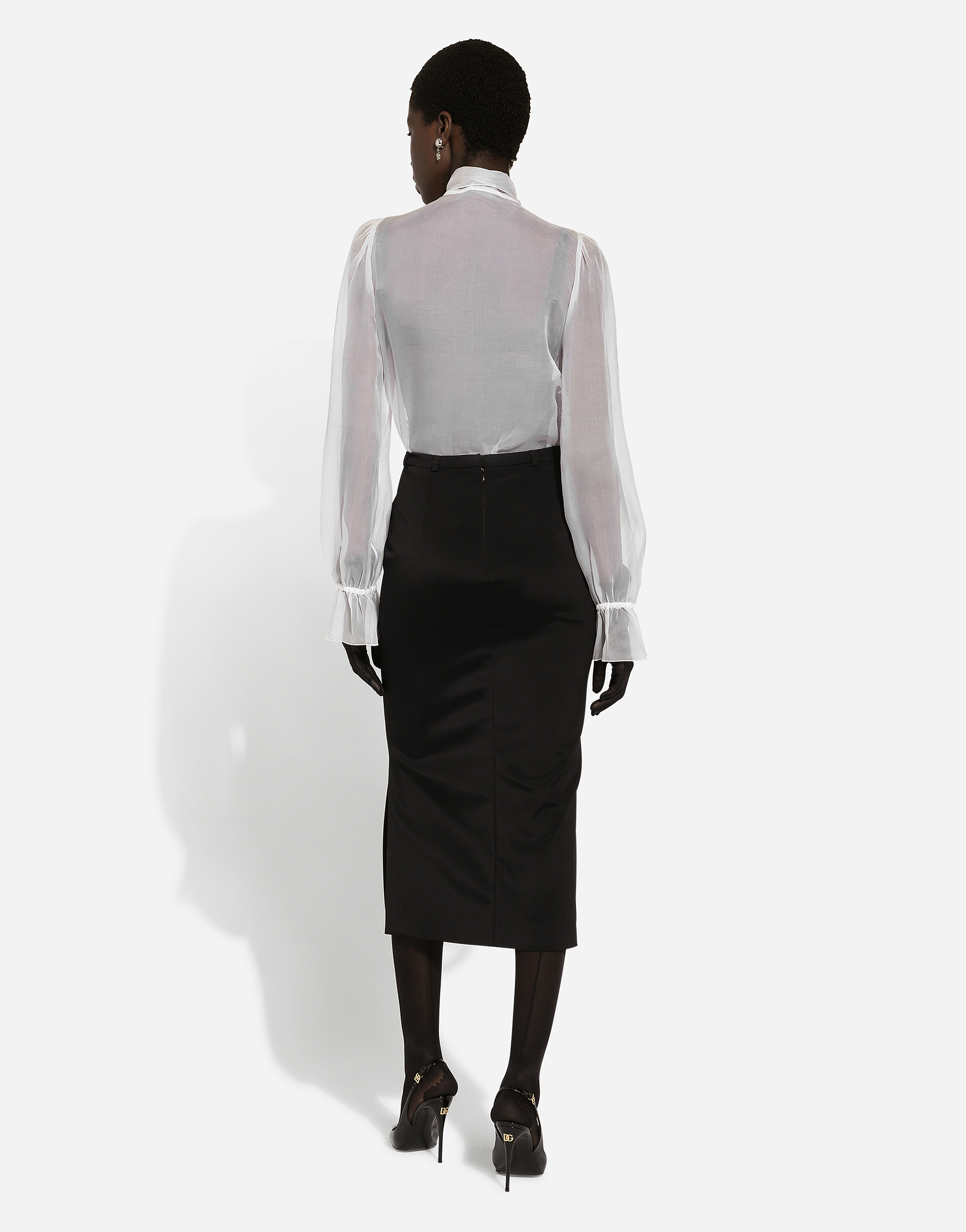 Dolce & Gabbana Lace-appliqué Silk-blend Shirt In White