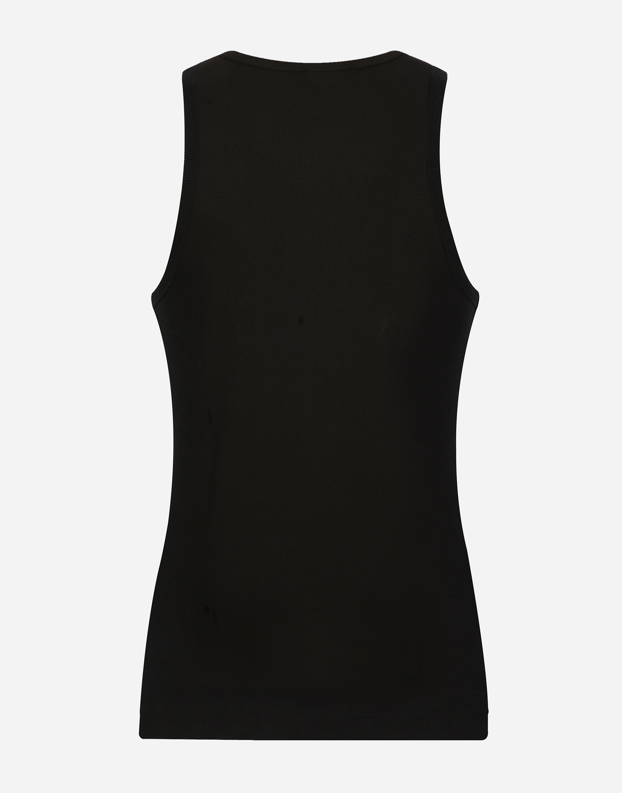 DOLCE & GABBANA FINE-RIB COTTON SINGLET WITH PATCH