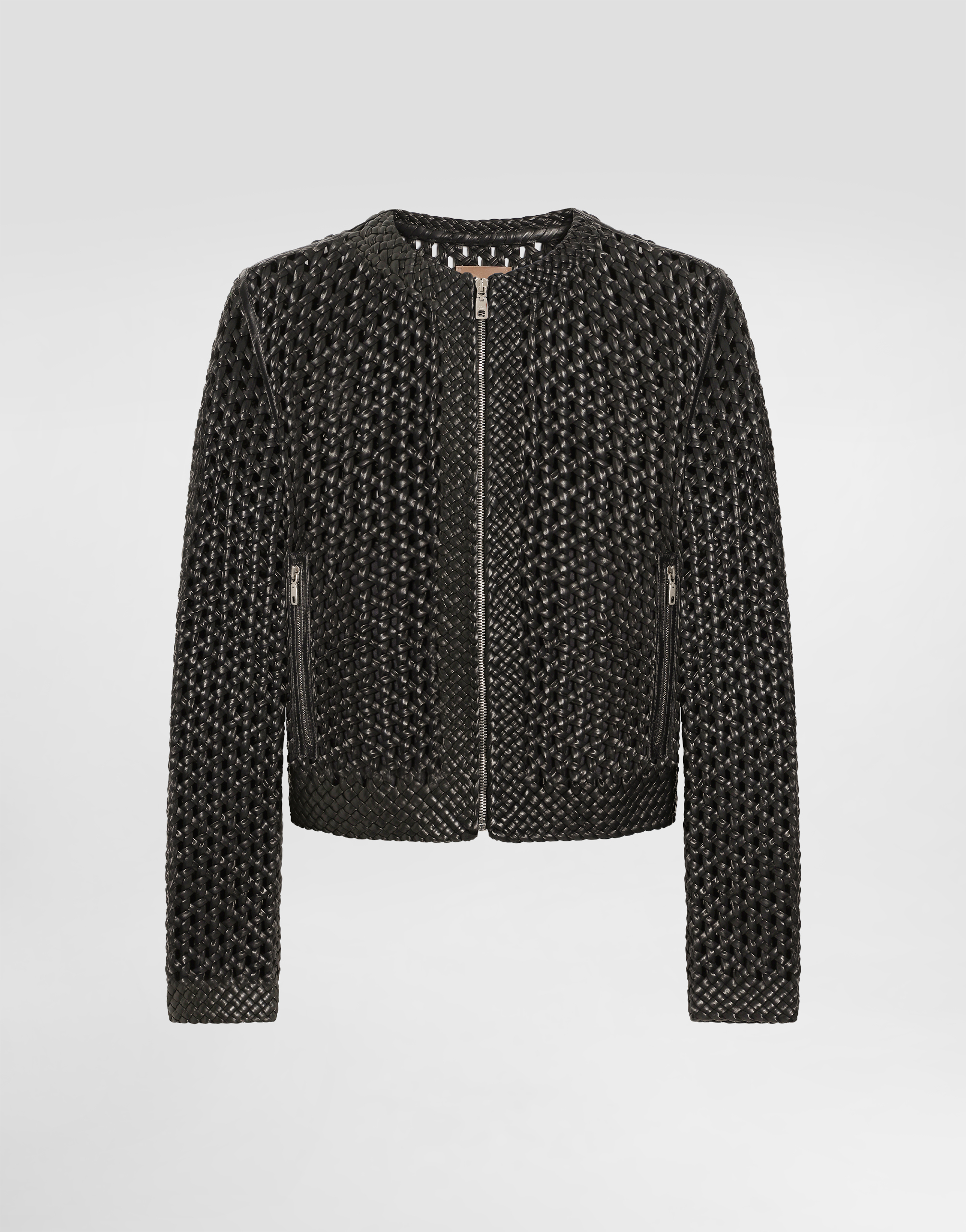 Dolce & Gabbana Woven Nappa-leather Jacket In Black