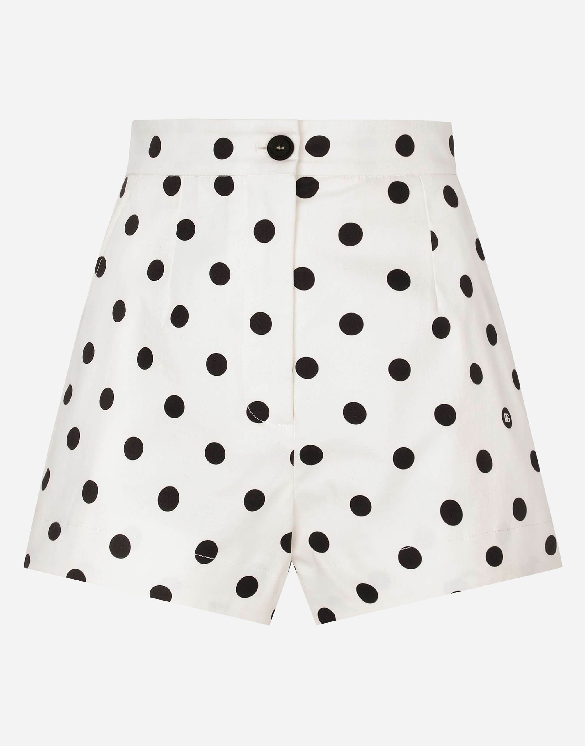 Shop Dolce & Gabbana High-waisted Cotton Shorts With Polka-dot Print In プリ