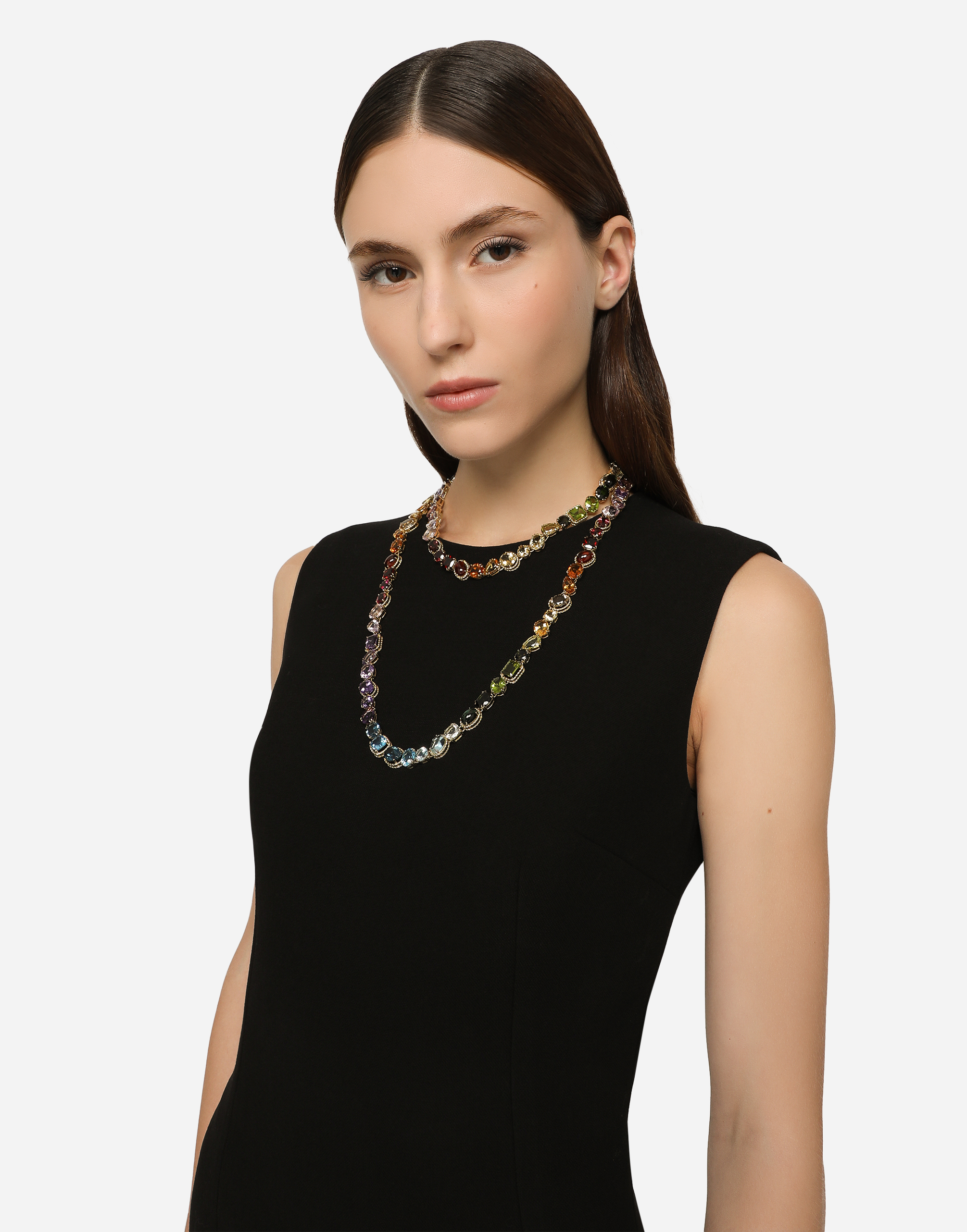 Shop Dolce & Gabbana Necklace With Multi-colored Gems In Gold