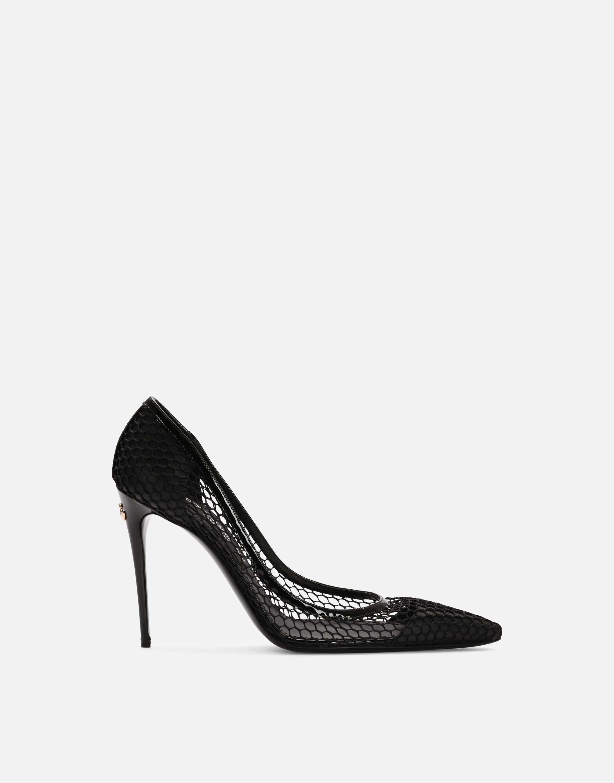 Dolce & Gabbana Mesh And Patent Leather Pumps In Black