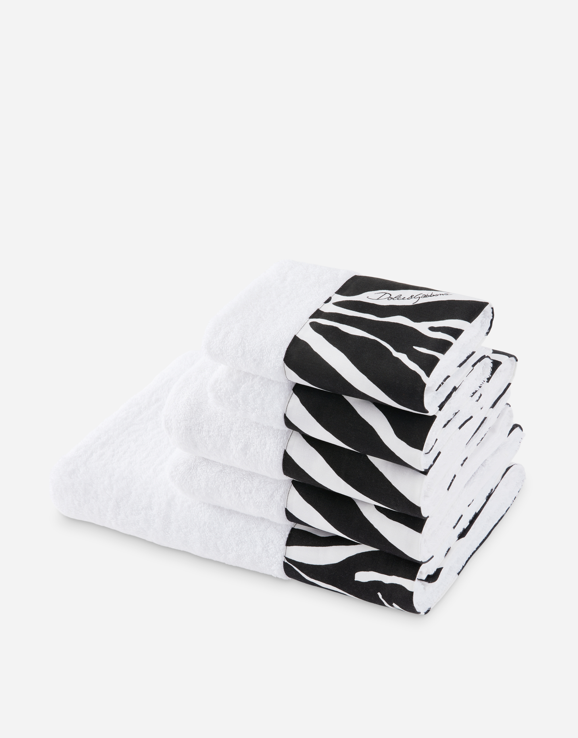 Dolce & Gabbana Set Of Five Terry Cotton Towels In Multicolor