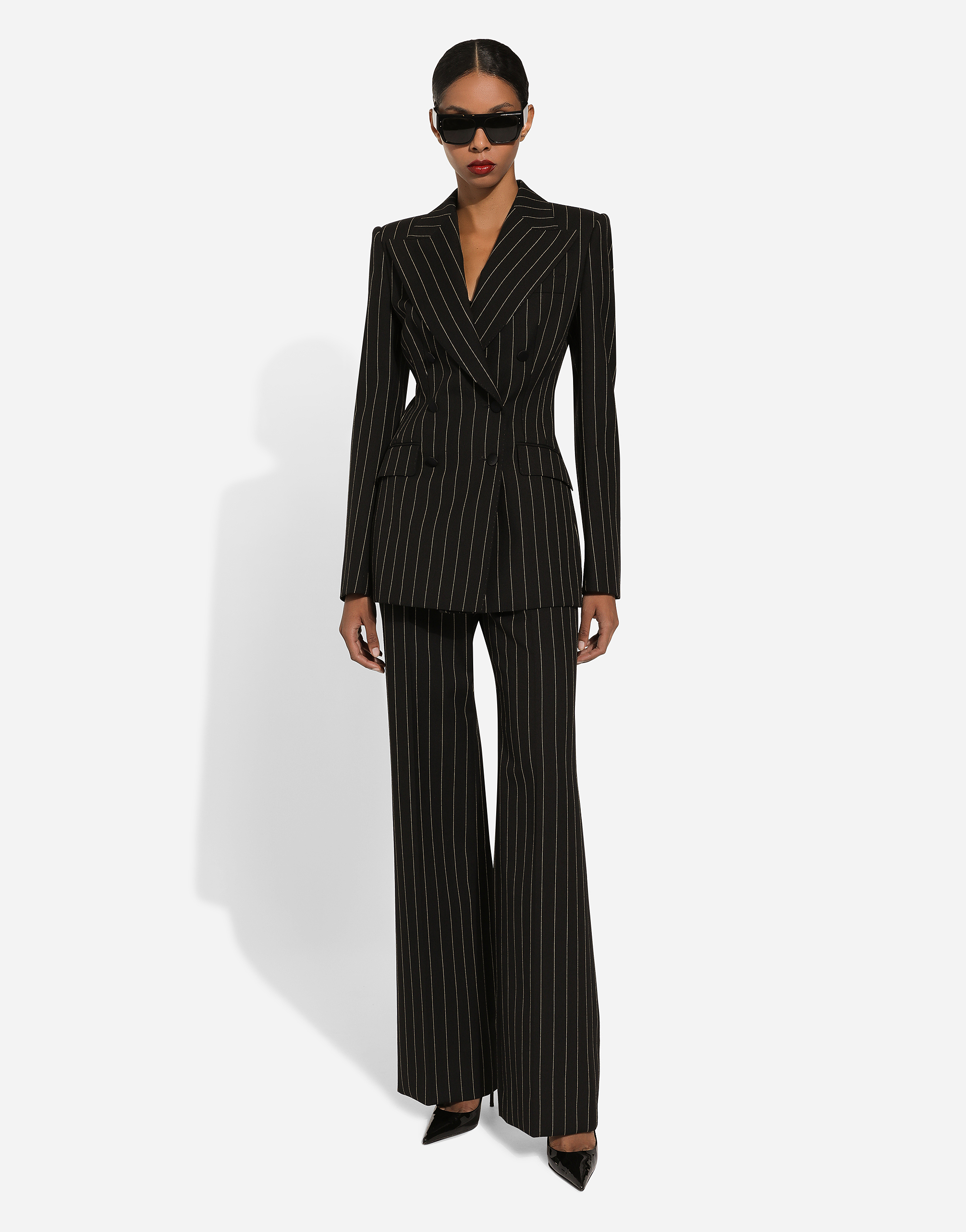 Shop Dolce & Gabbana Double-breasted Pinstripe Wool Turlington Jacket In Multicolor