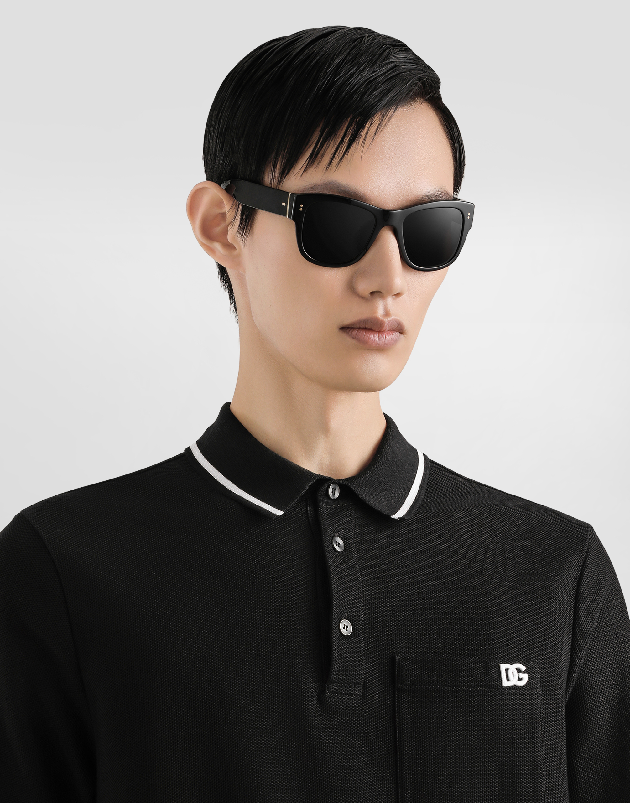 Dolce & Gabbana Polo Shirt In Piqué De Coton In Black