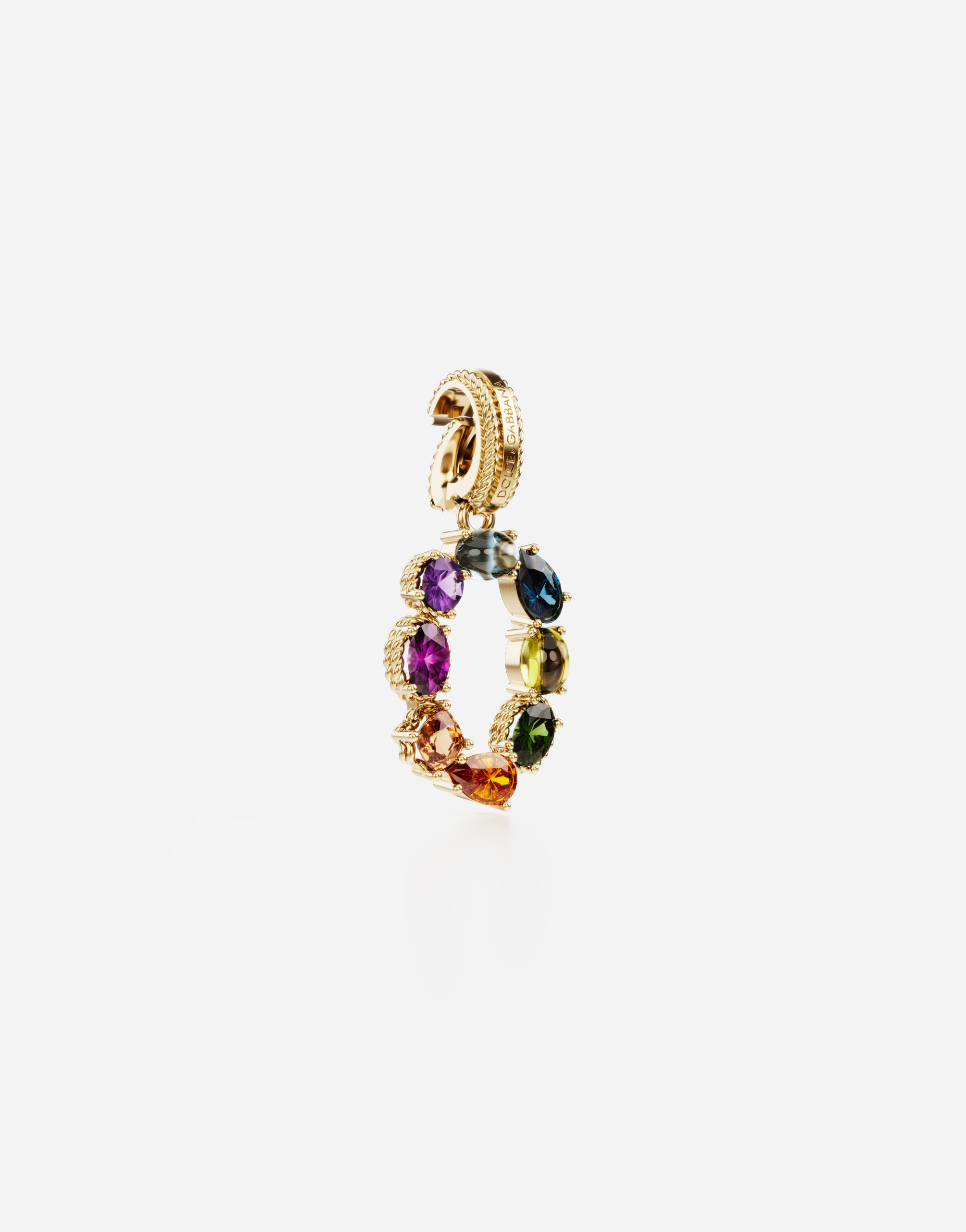 Charm Lettering 18-carat yellow gold and multicolored gems