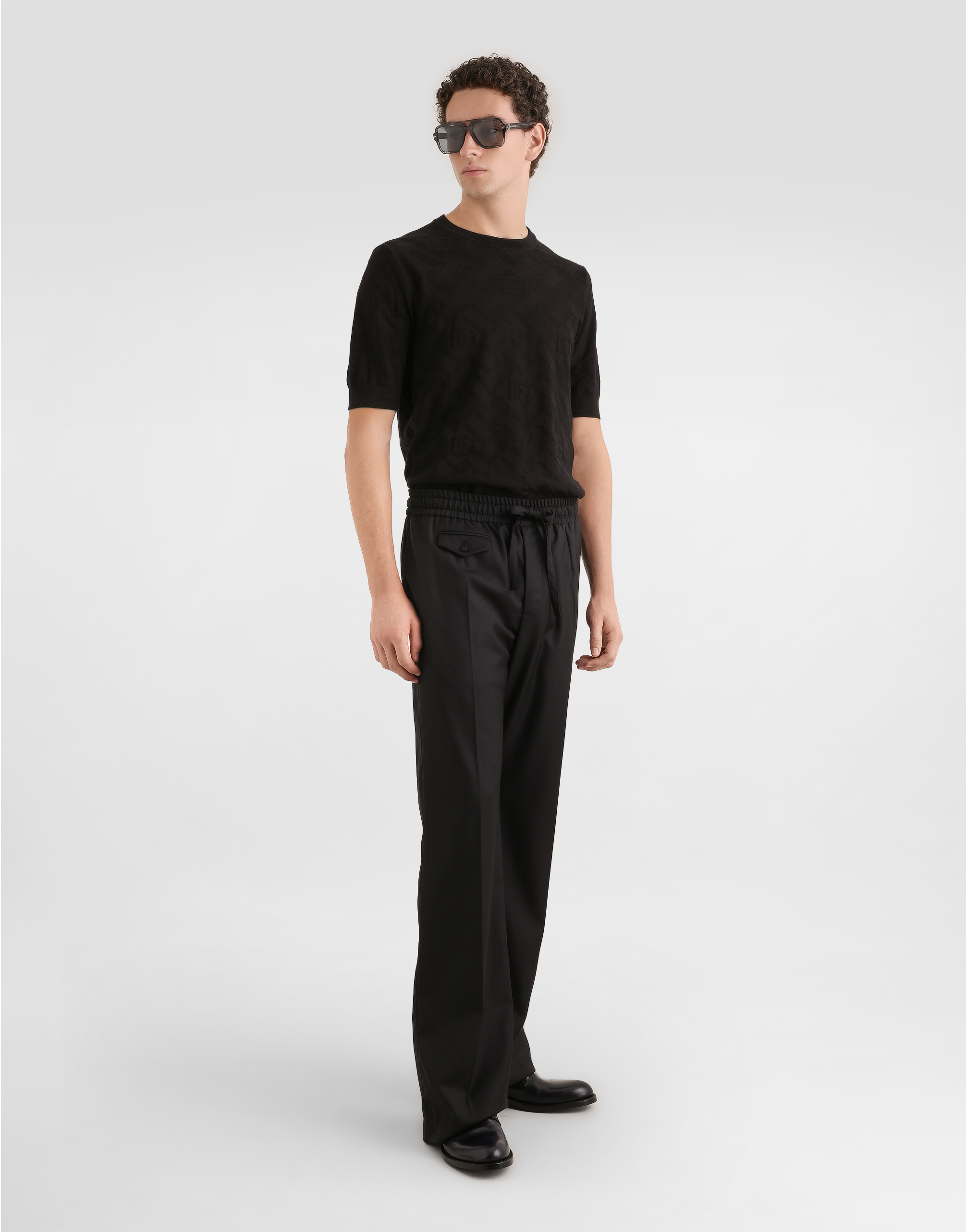 Dolce & Gabbana Micro-dot Stitch Silk Pullover In Black