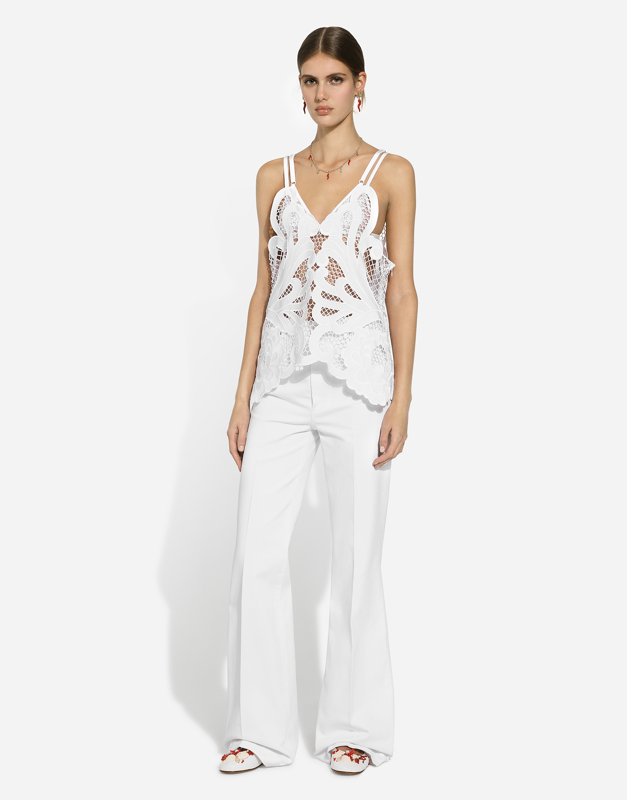 Dolce & Gabbana Cotton Top With Cut-out Detailing In ホワイト