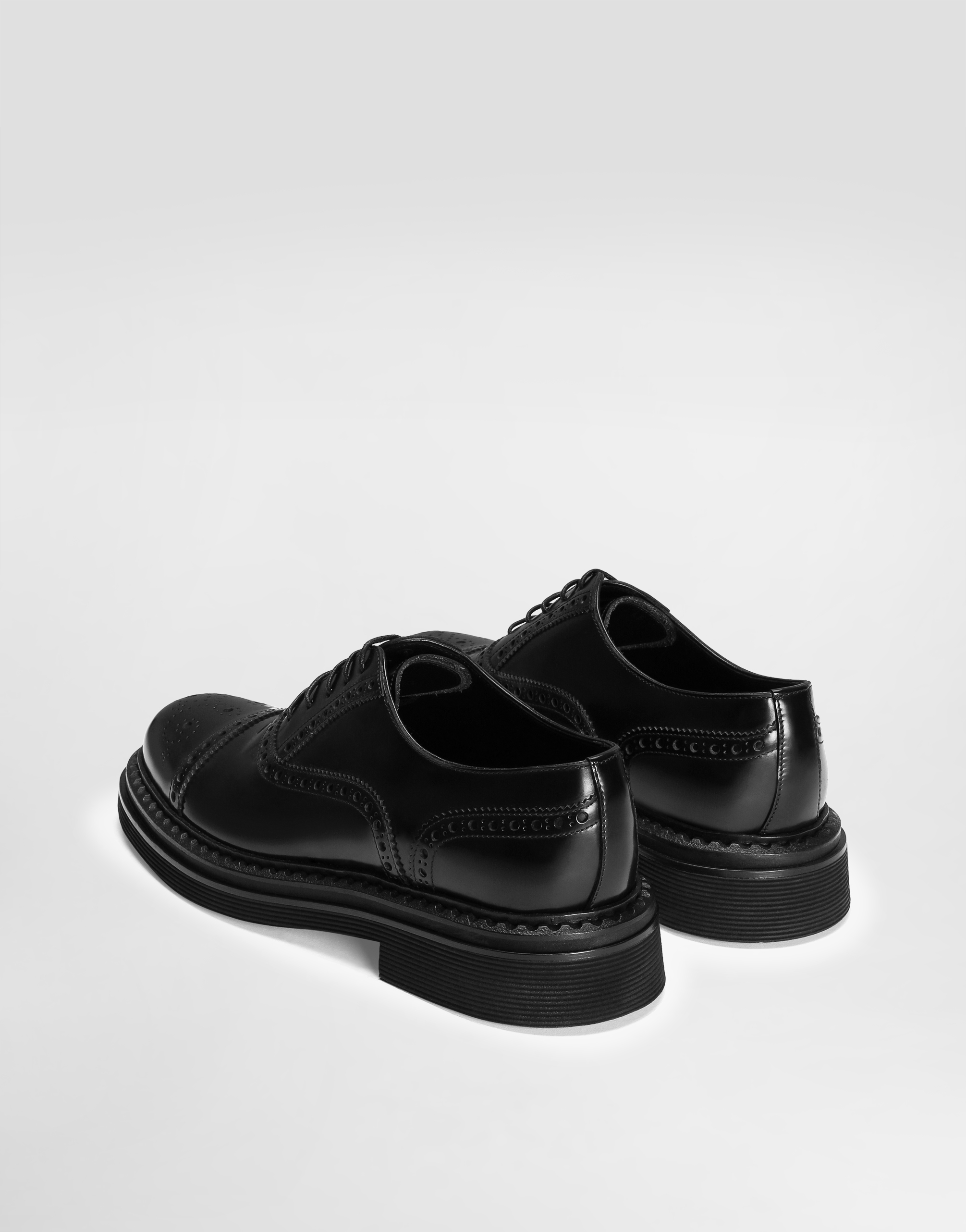 Shop Dolce & Gabbana Brushed Calfskin Oxfords In Black