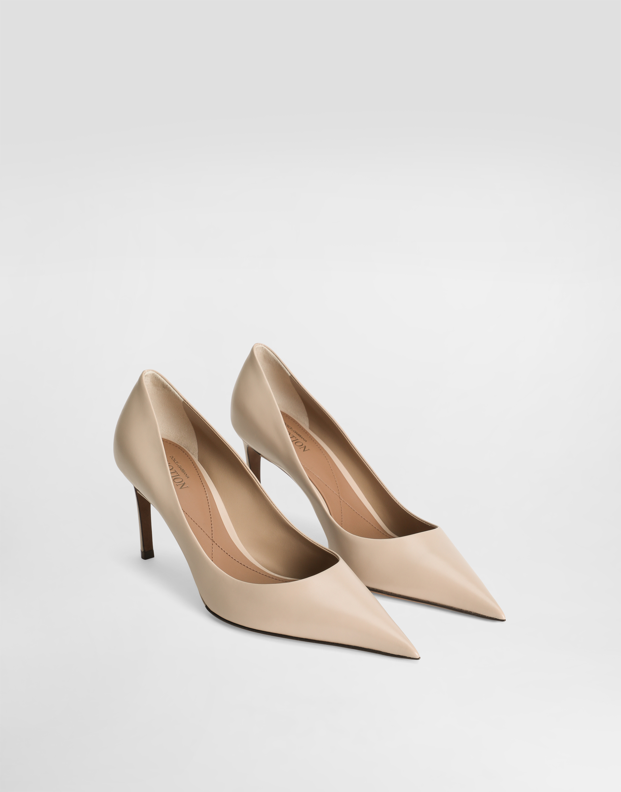 Dolce & Gabbana 80mm Pointed-toe Leather Pumps In Neutral