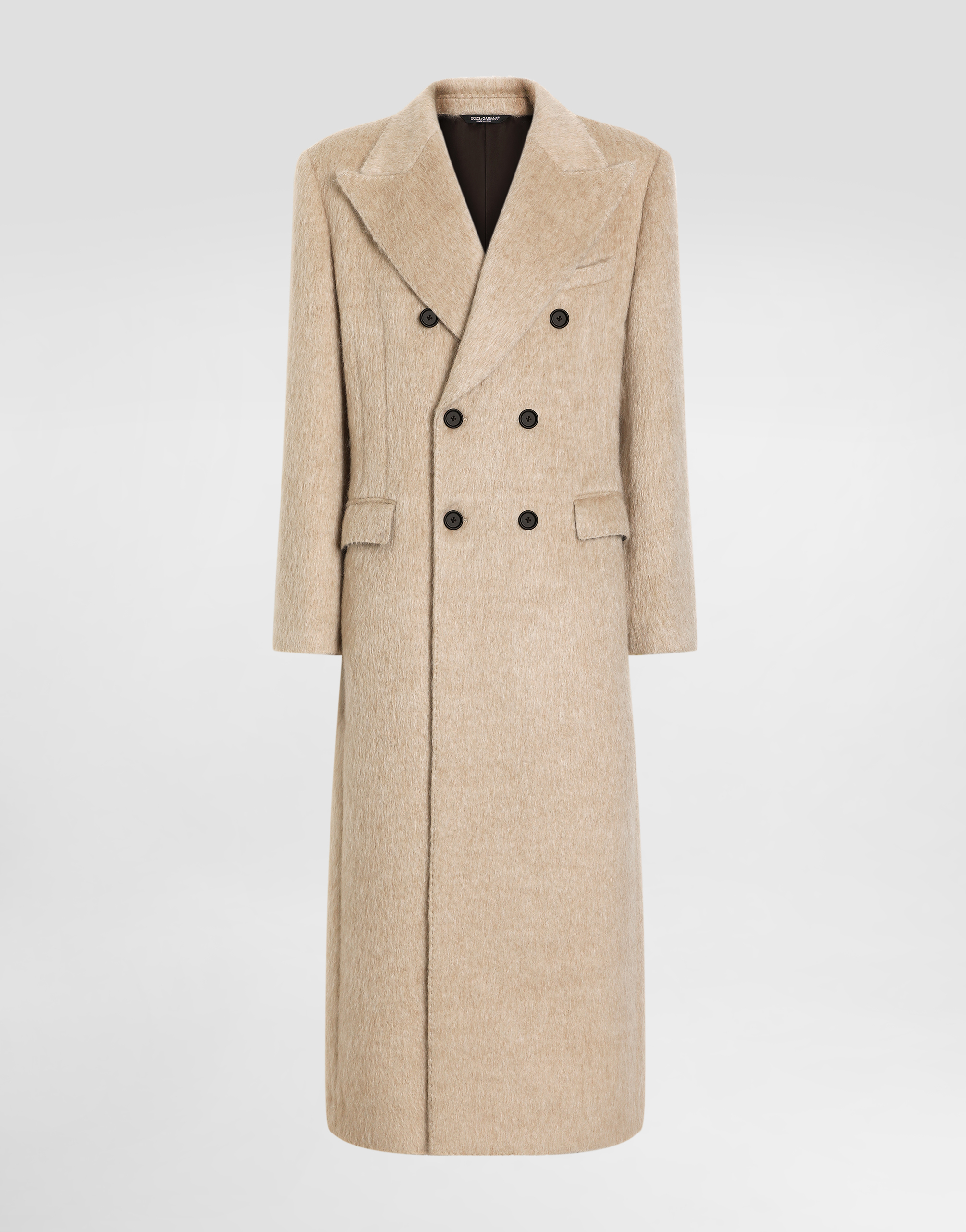 Dolce & Gabbana Long-haired Mohair Blend Double-breasted Coat - Man Coats And Jackets Beige