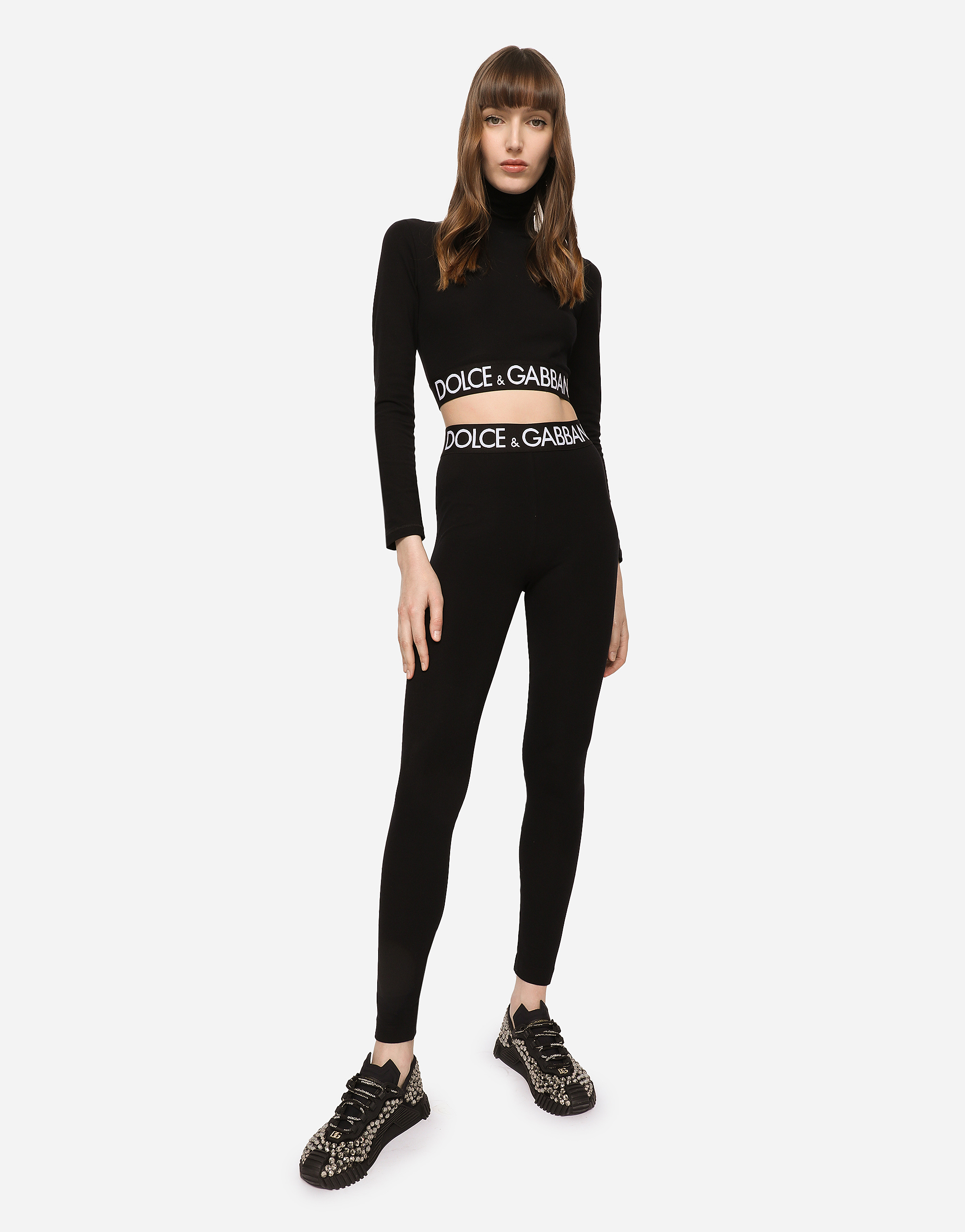 DOLCE & GABBANA JERSEY LEGGINGS WITH BRANDED ELASTIC