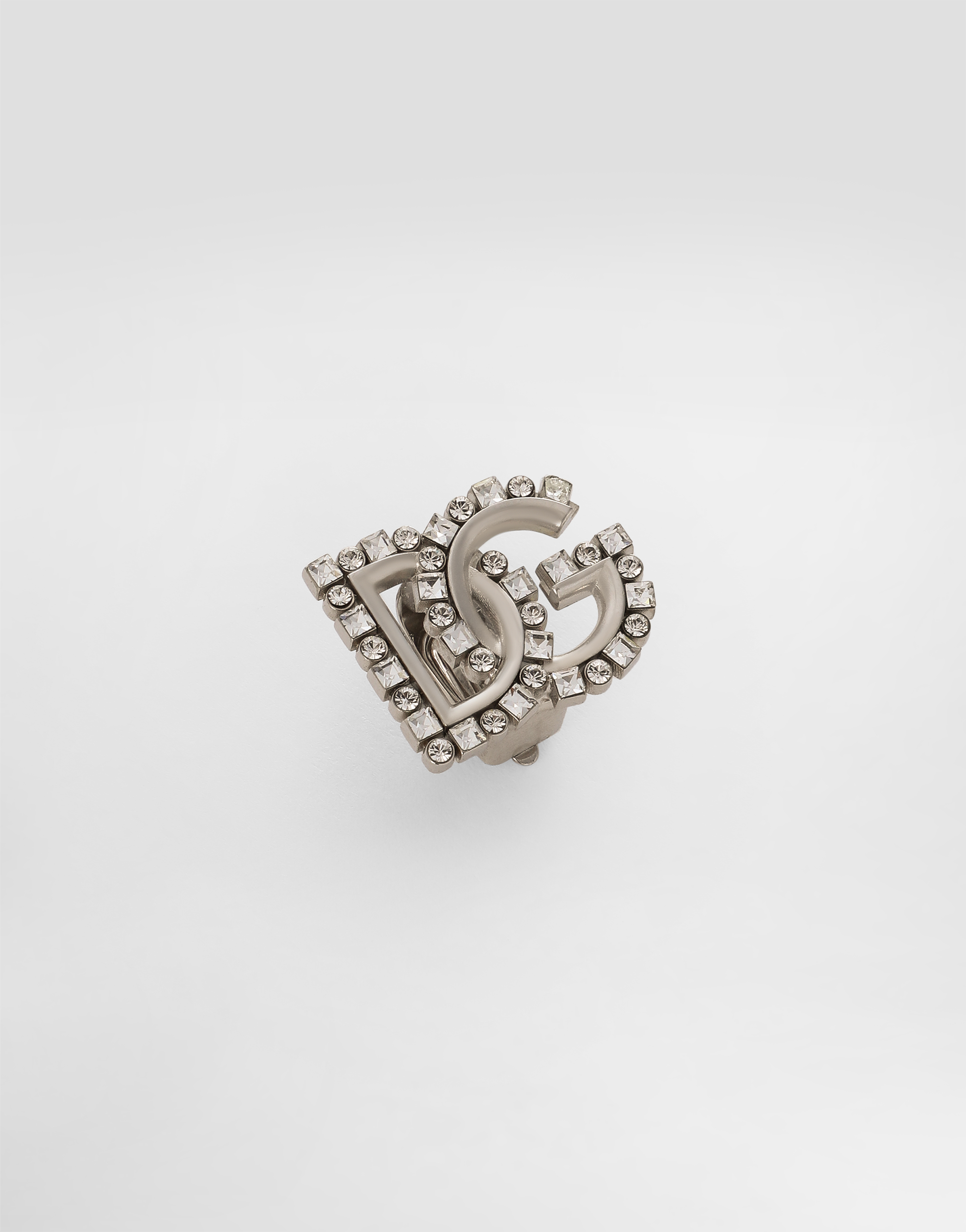 Dolce & Gabbana Earrings With Rhinestone-detailed Dg Logo In Silver
