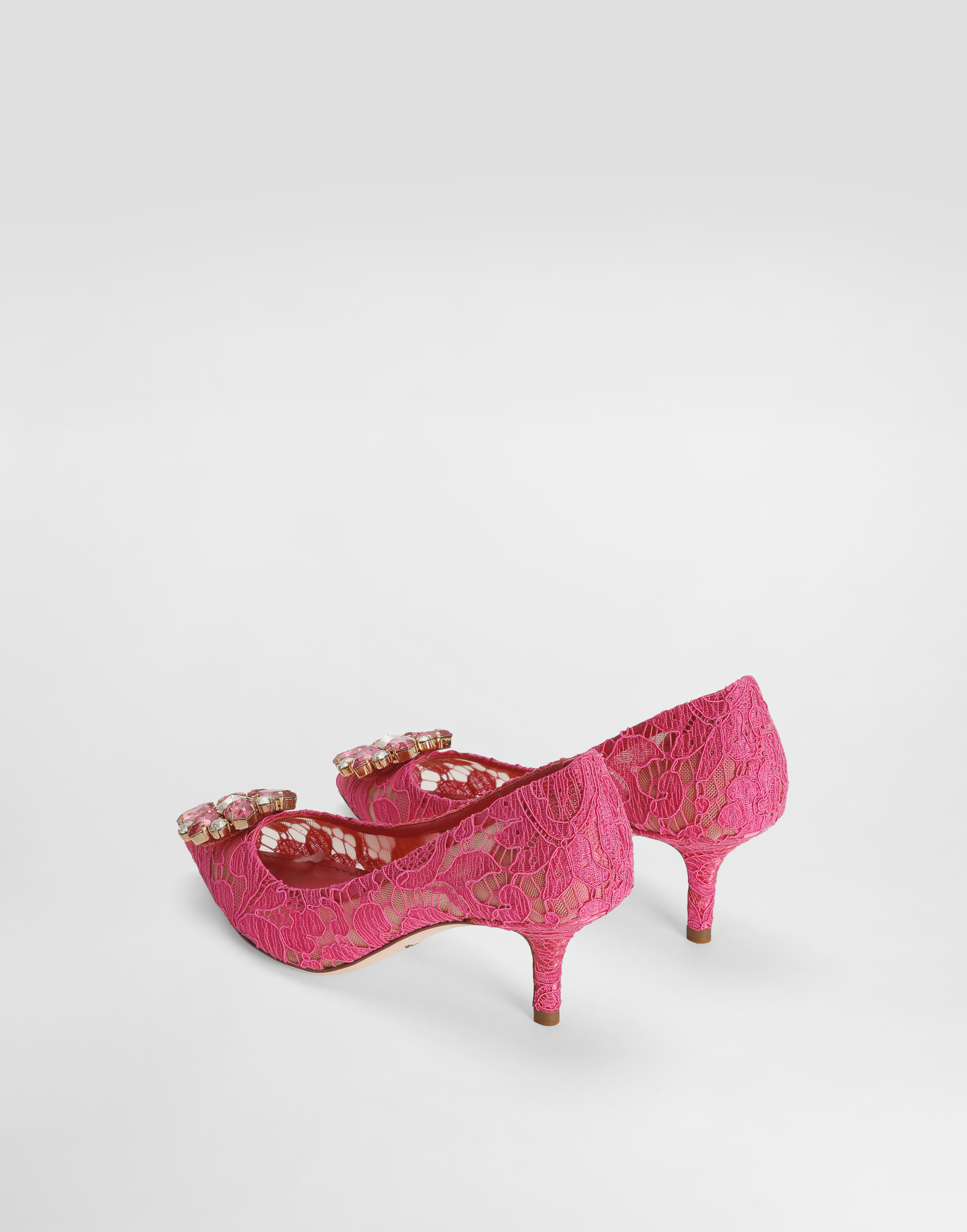  Dolce & Gabbana Pump In Taormina Lace With Crystals - Femme Escarpins Et Slingbacks Fuchsia Dentelle 36 