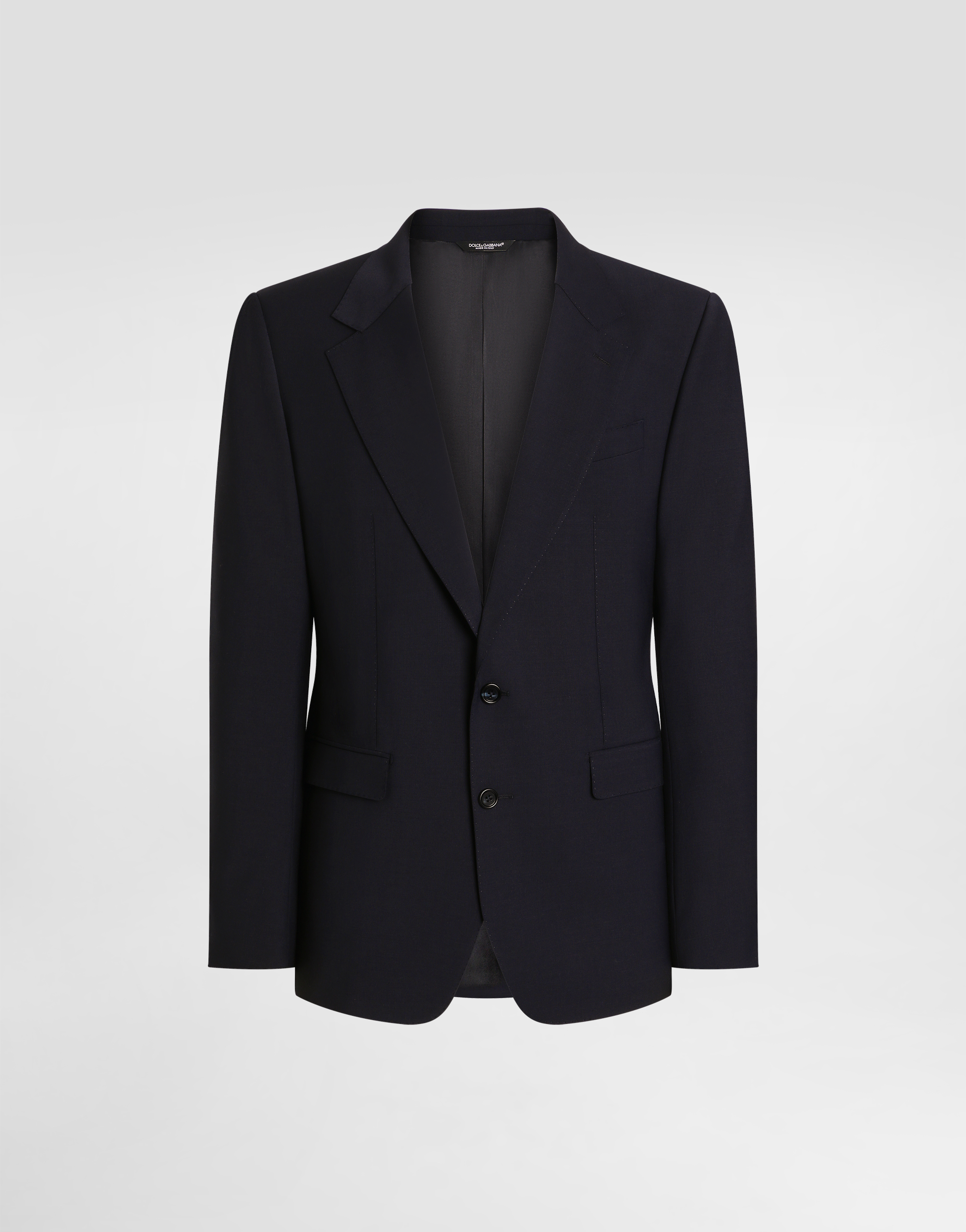 Dolce & Gabbana Single-breasted Taormina Wool Canvas Jacket In Blue