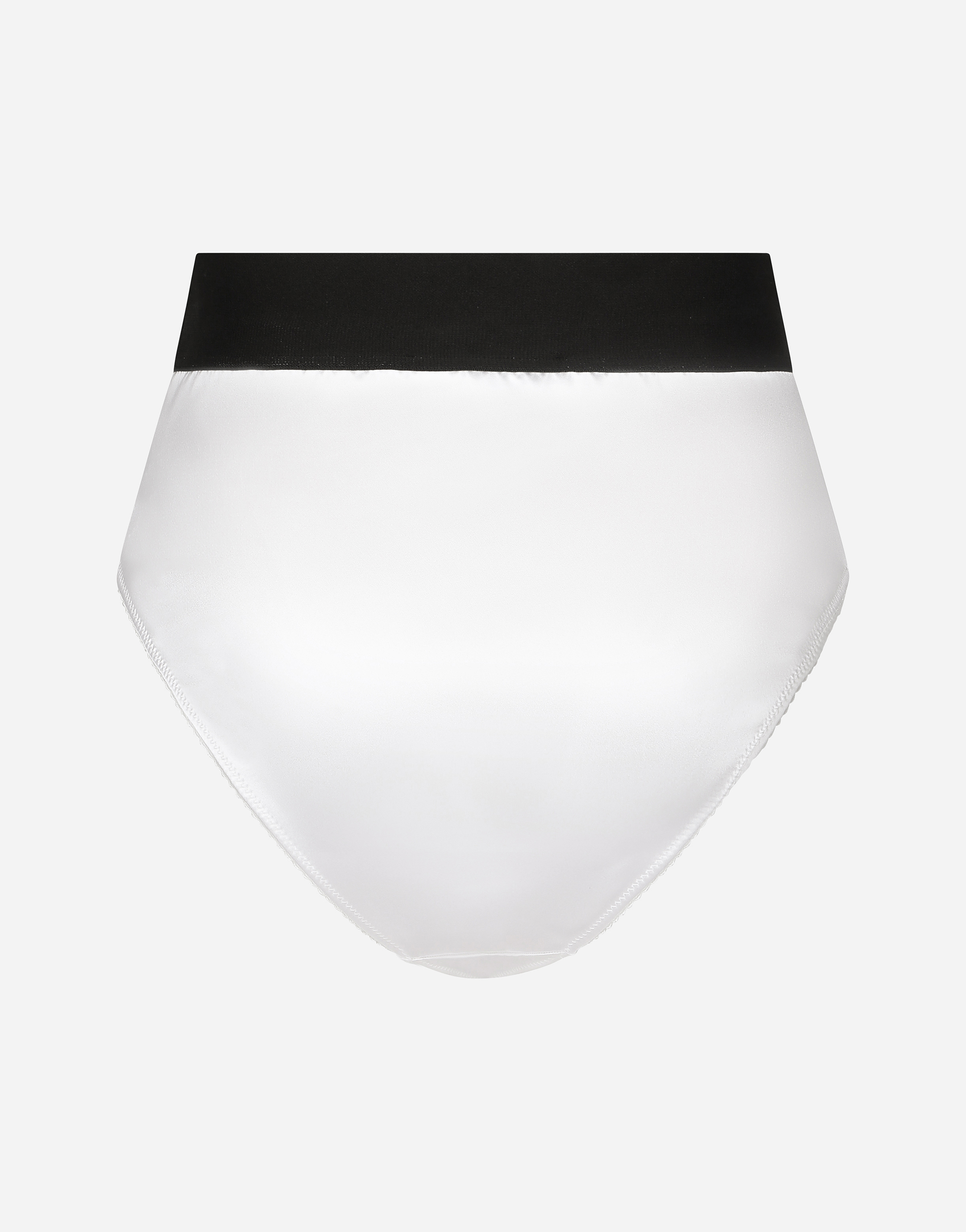 DOLCE & GABBANA HIGH-WAISTED SATIN BRIEFS WITH BRANDED ELASTIC