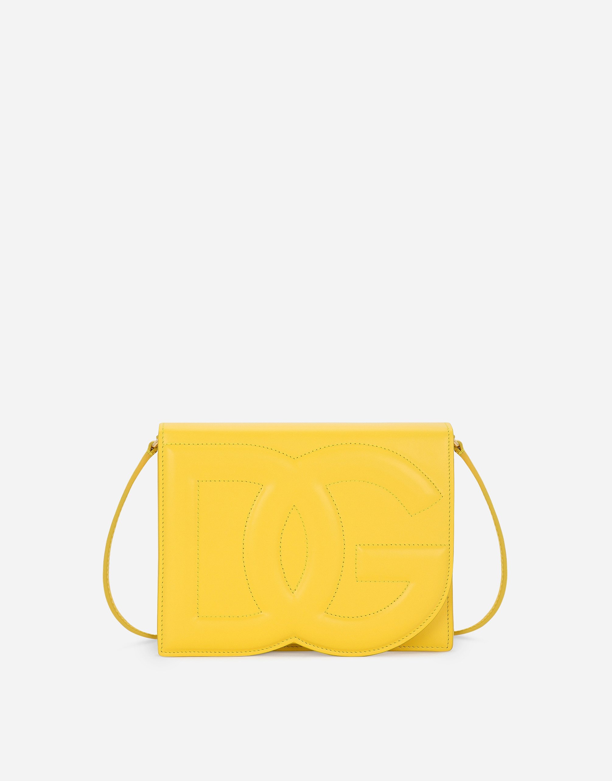Dolce & Gabbana Calfskin Dg Logo Crossbody Bag In Yellow