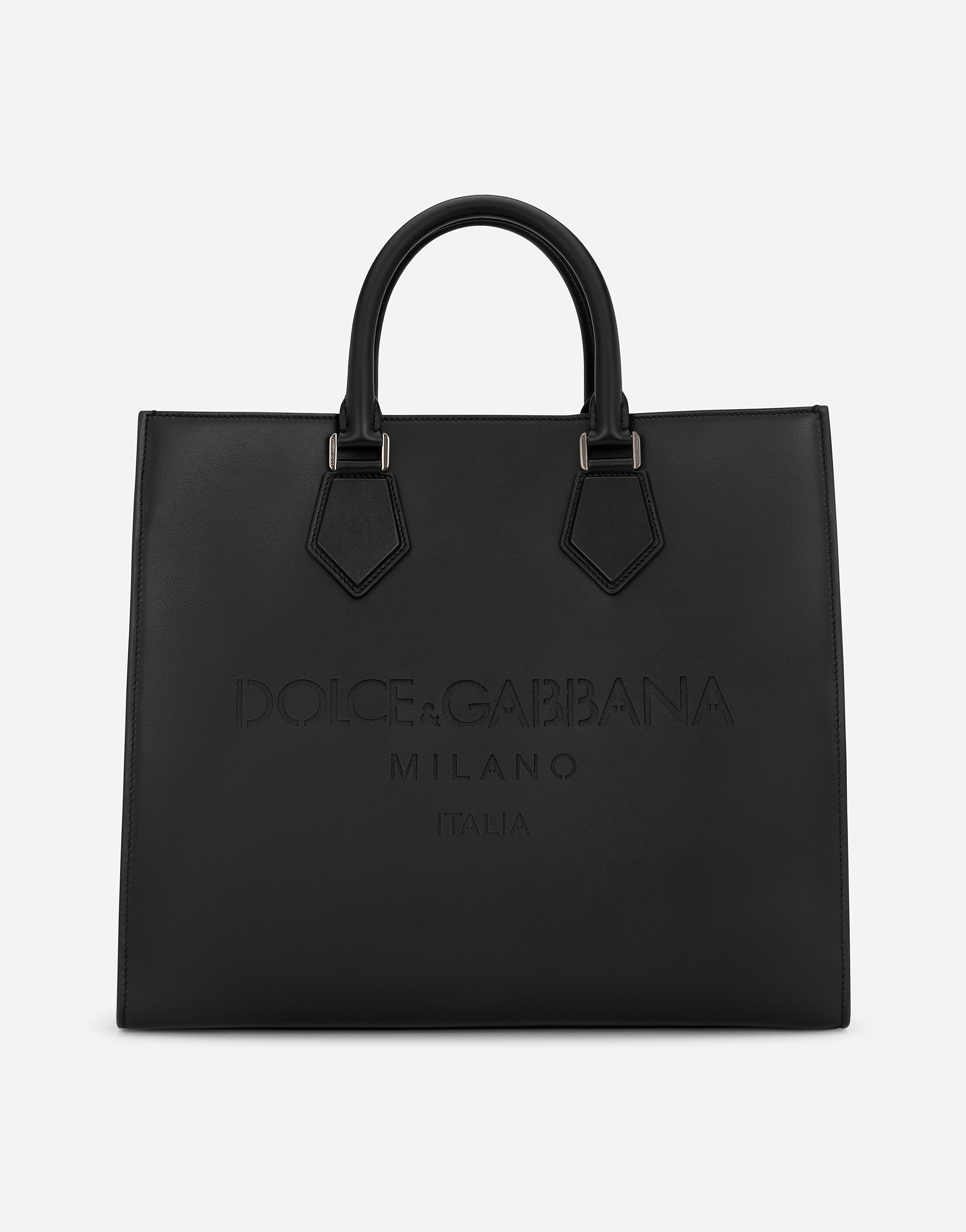 DOLCE & GABBANA CALFSKIN EDGE SHOPPER WITH LOGO