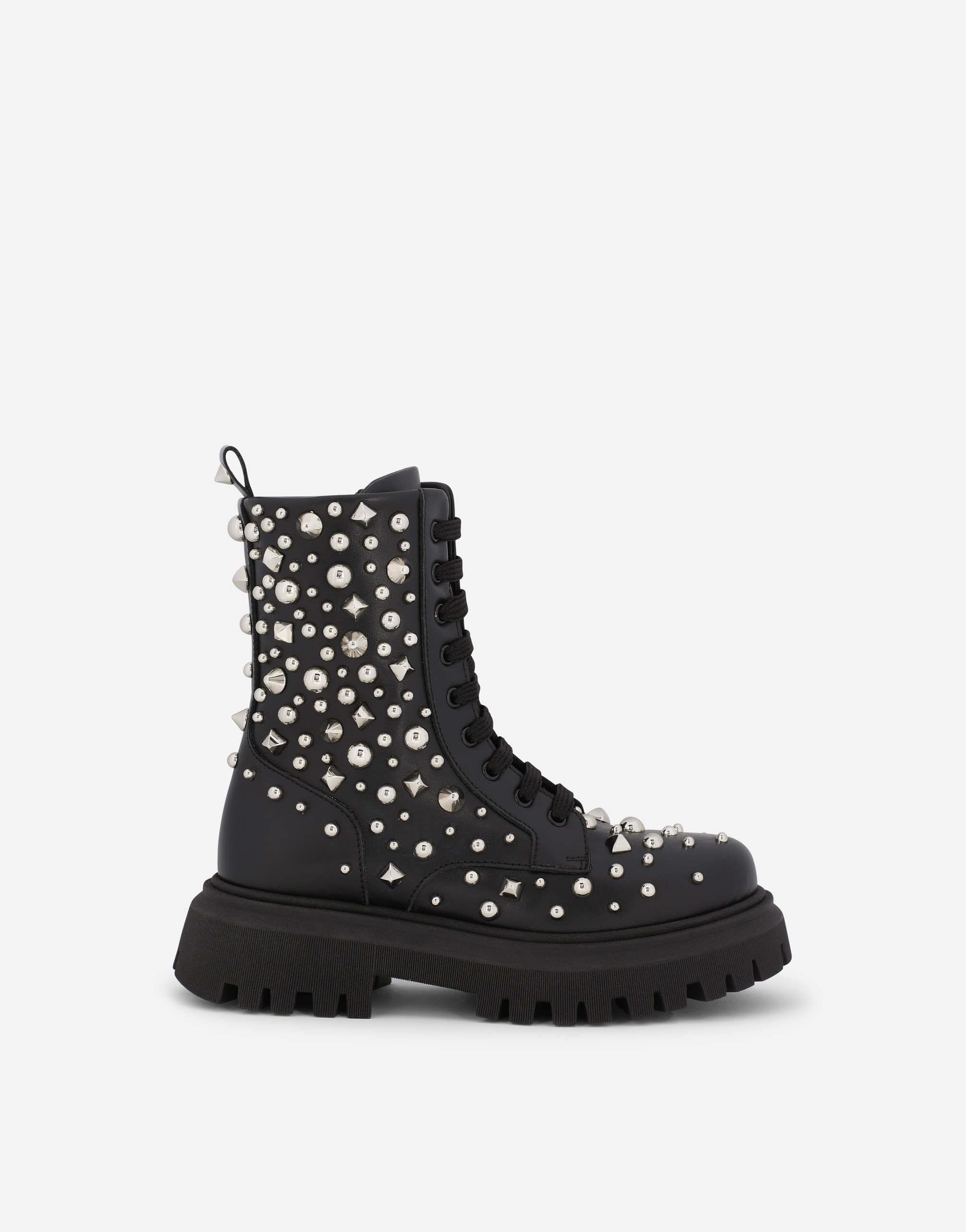 DOLCE & GABBANA STUDDED LEATHER COMBAT BOOTS